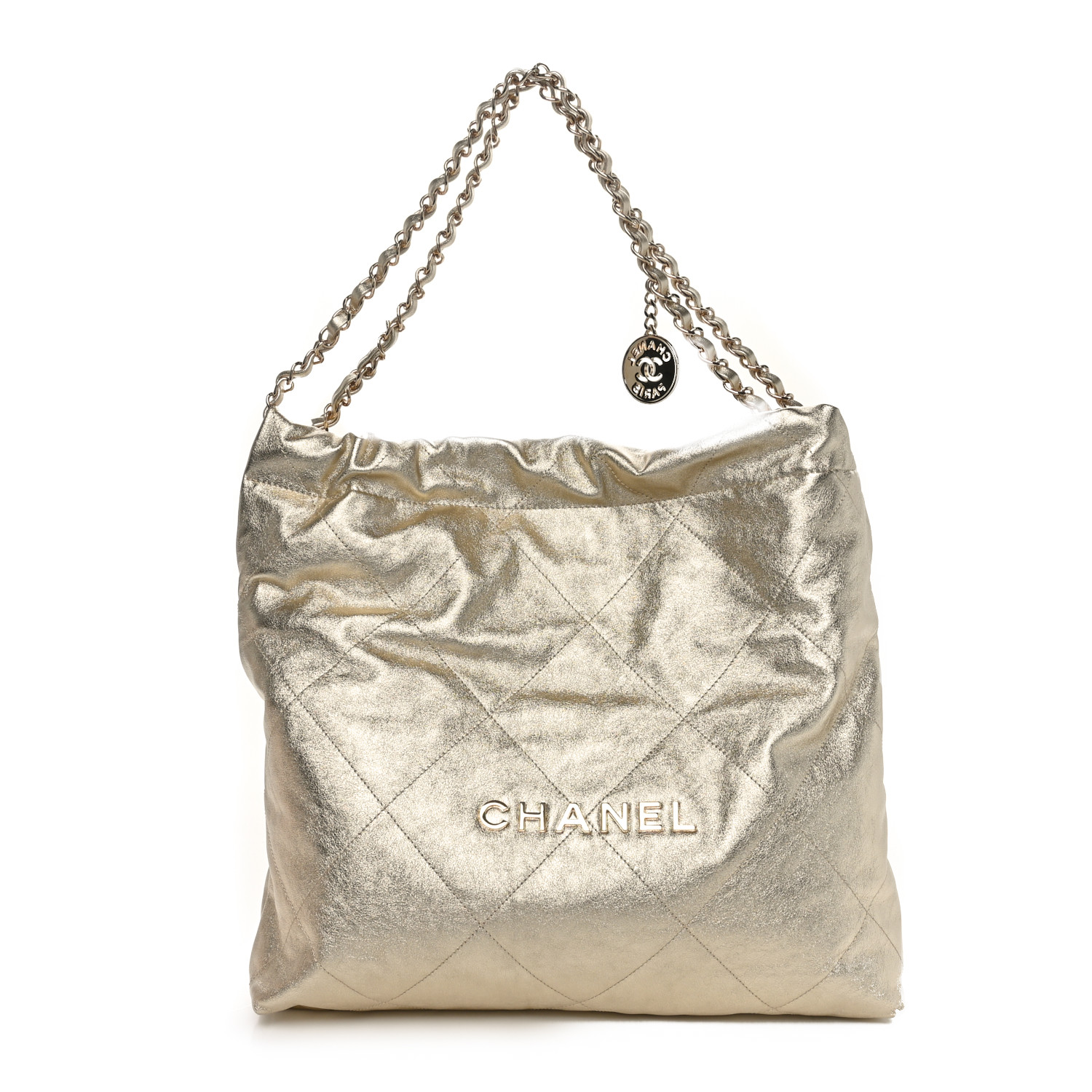 CHANEL シャネル CHANEL Metallic Calfskin Quilted Chanel 22 Golden 1617265