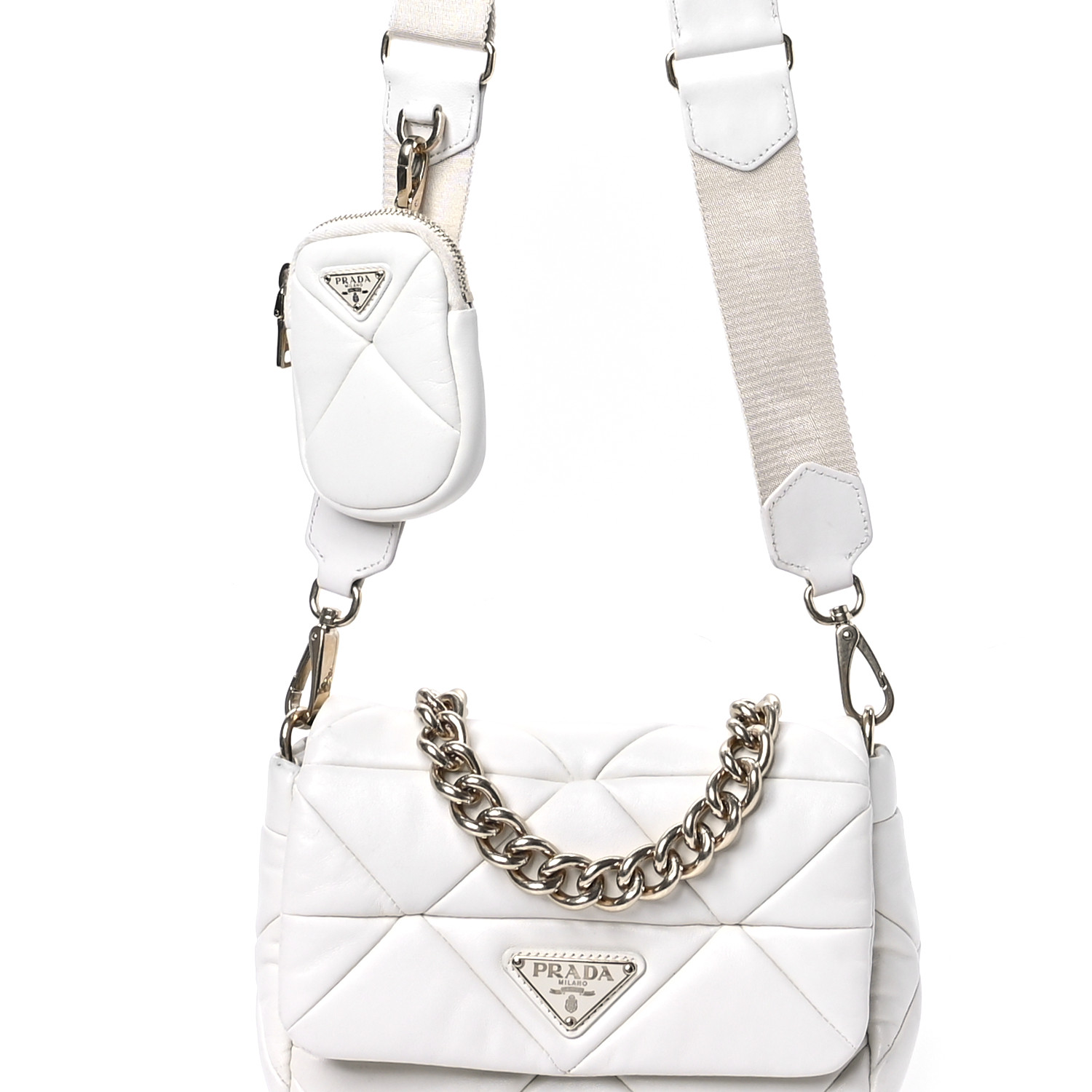 PRADA Nappa Re-Nylon Triangle Quilted Patchwork System Flap