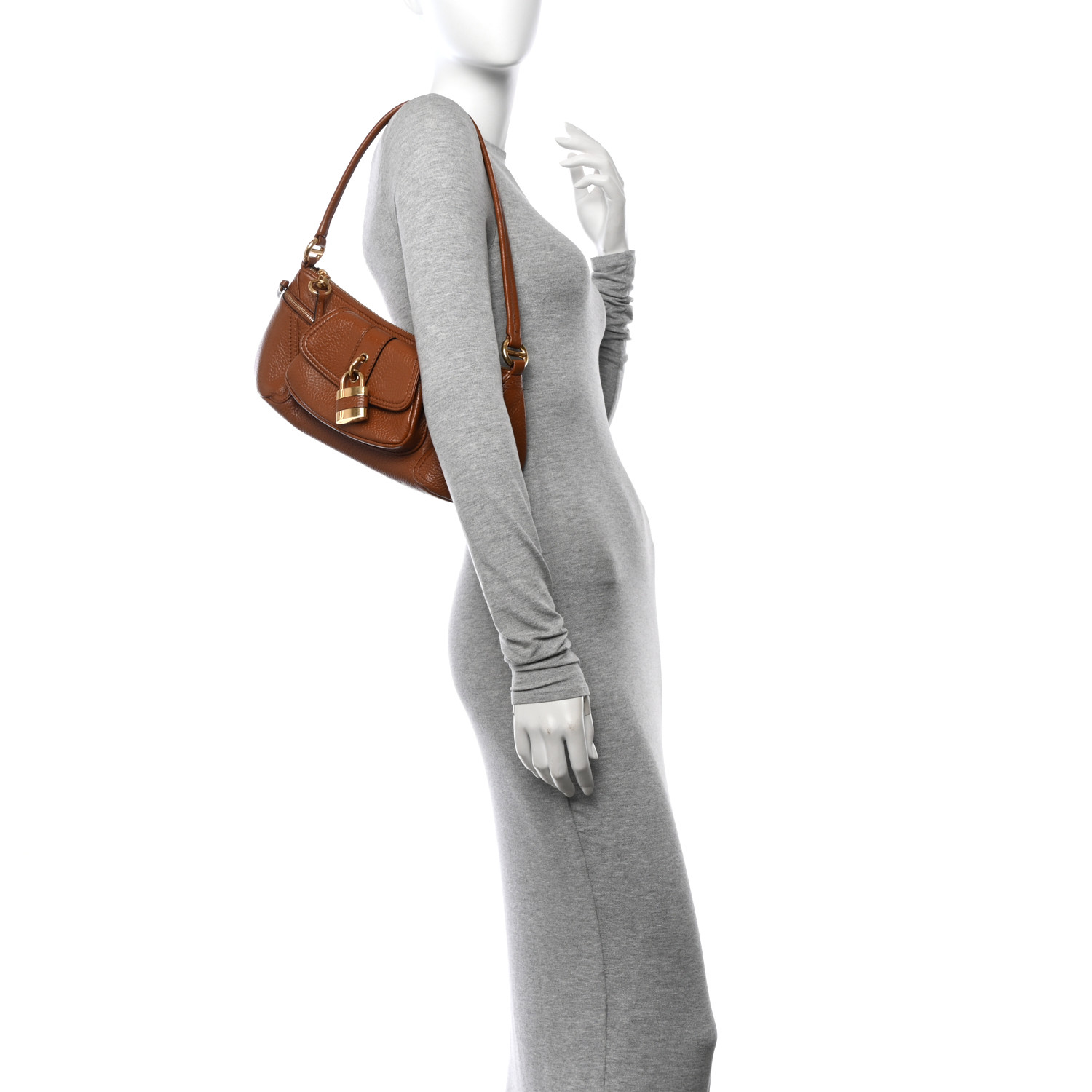 CHLOE Grained Calfskin The 99 Shoulder Bag Clay Brown