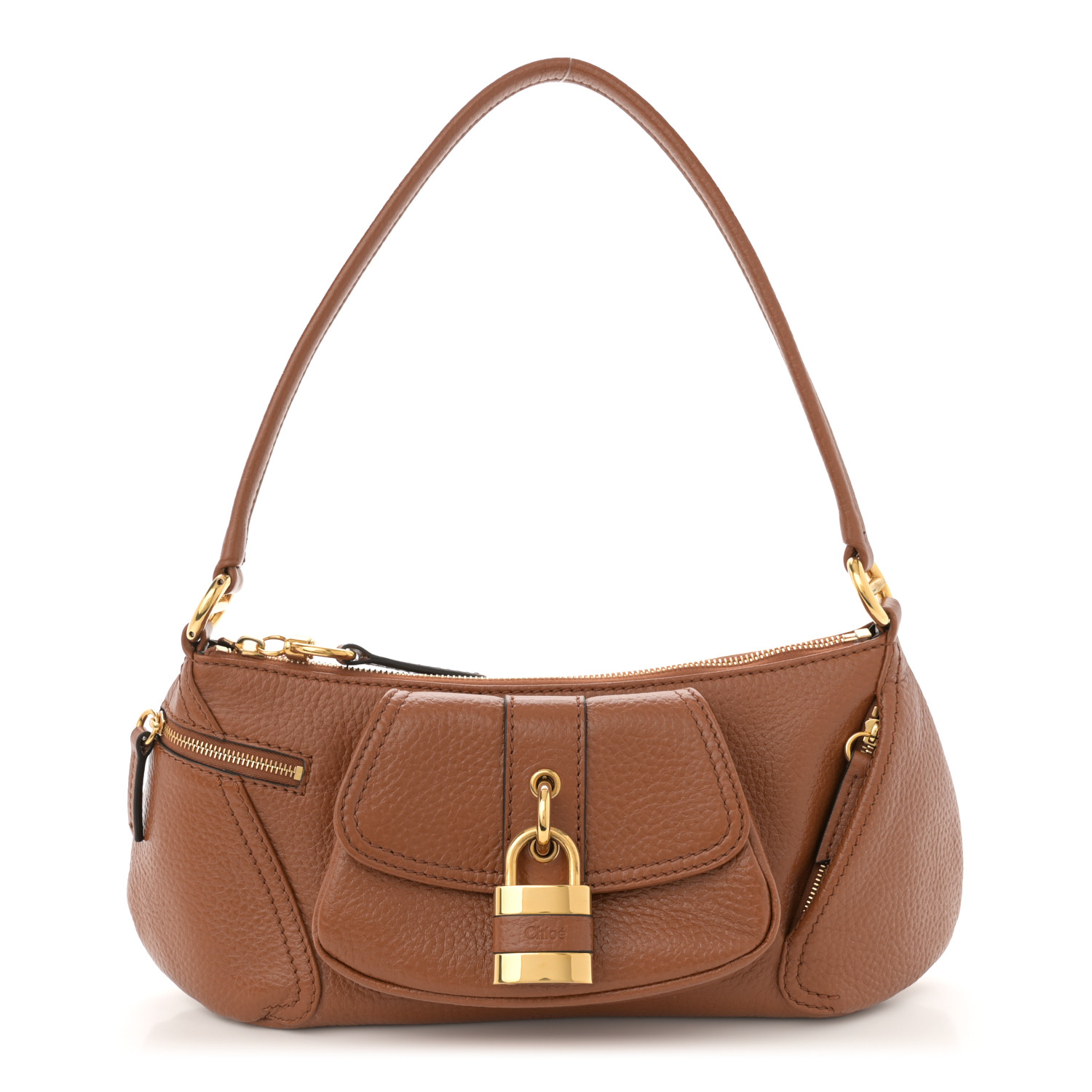 【関税&送料込】Chloe Clay Brown Low Heel Shoes In Leather Chloé Small Marcie Saddle Bag in Shiny Leather in Clay brown