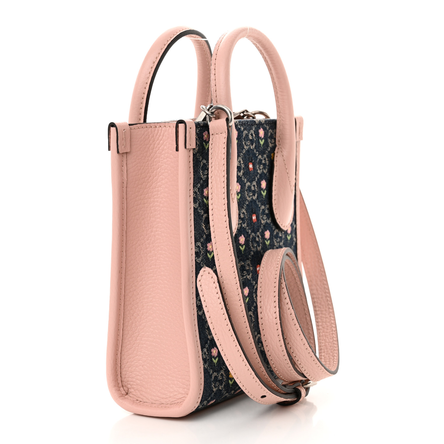 茶 gan GUCCI Denim Dollar Calfskin GG Monogram Mini Retro