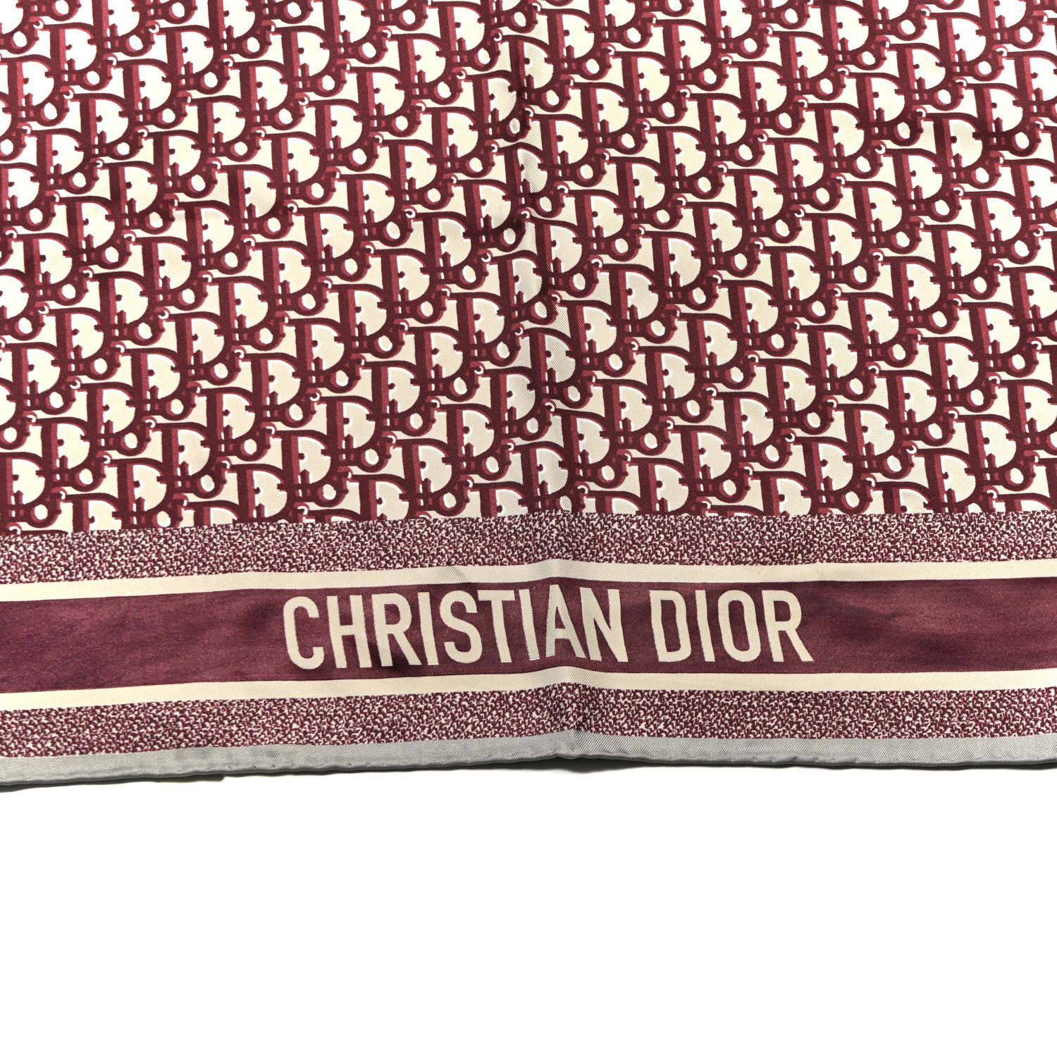 Christian Dior バーガンディ スカーフ CHRISTIAN DIOR Silk Oblique Diortwin Square Scarf 90