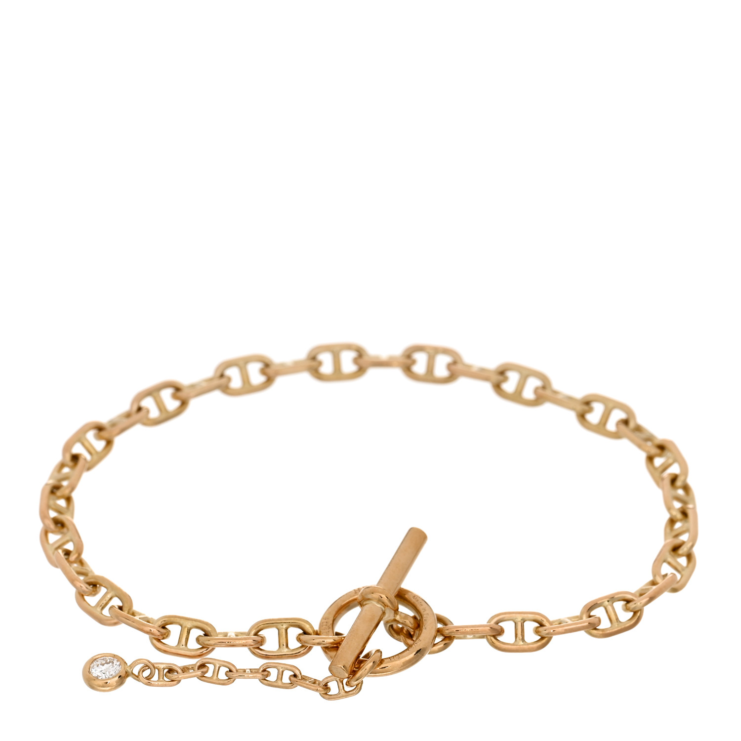 HERMES 18K Yellow Gold Diamond Chaine d'Ancre Enchainee