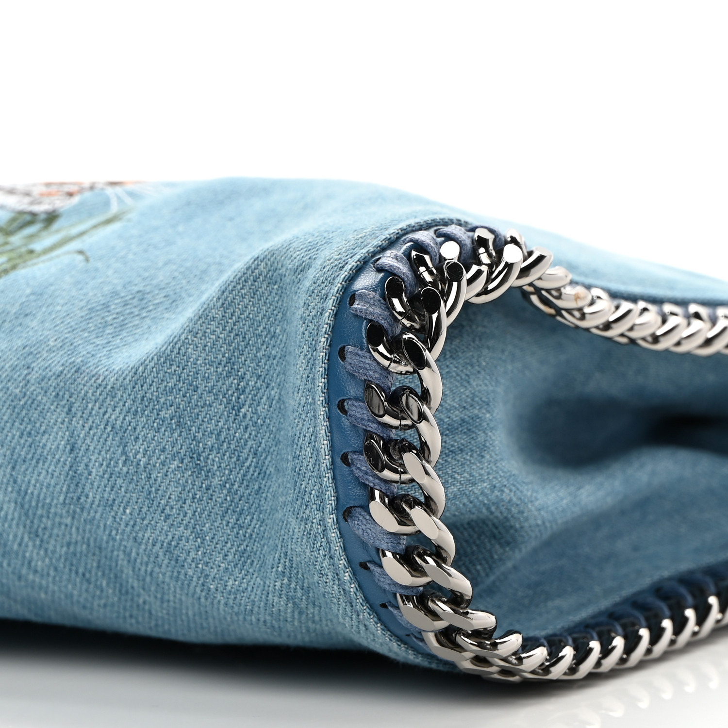 STELLA MCCARTNEY Denim Embroidered Tiger Mini Falabella Tote