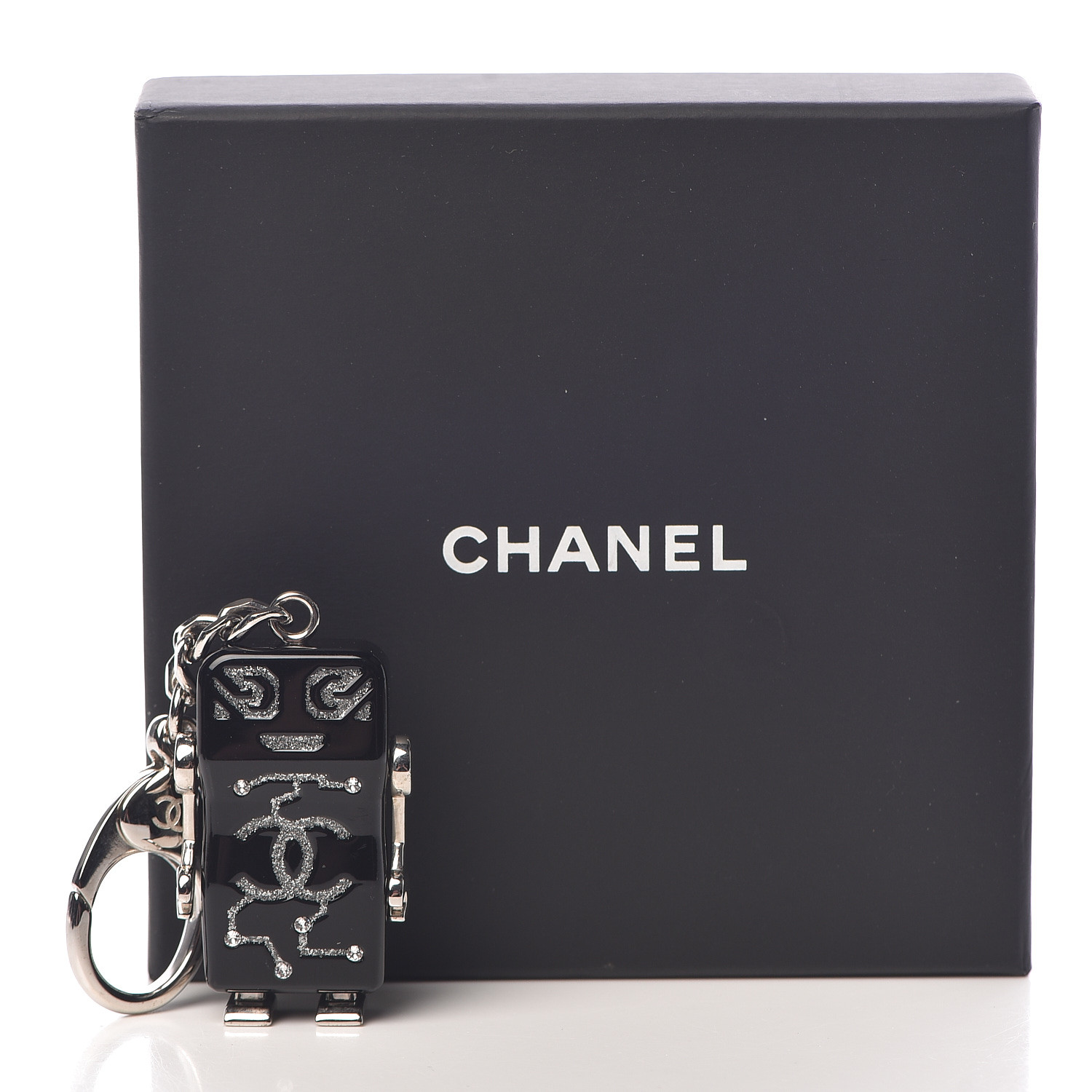 CHANEL Resin Crystal CC Robot Bag Charm Black 468283
