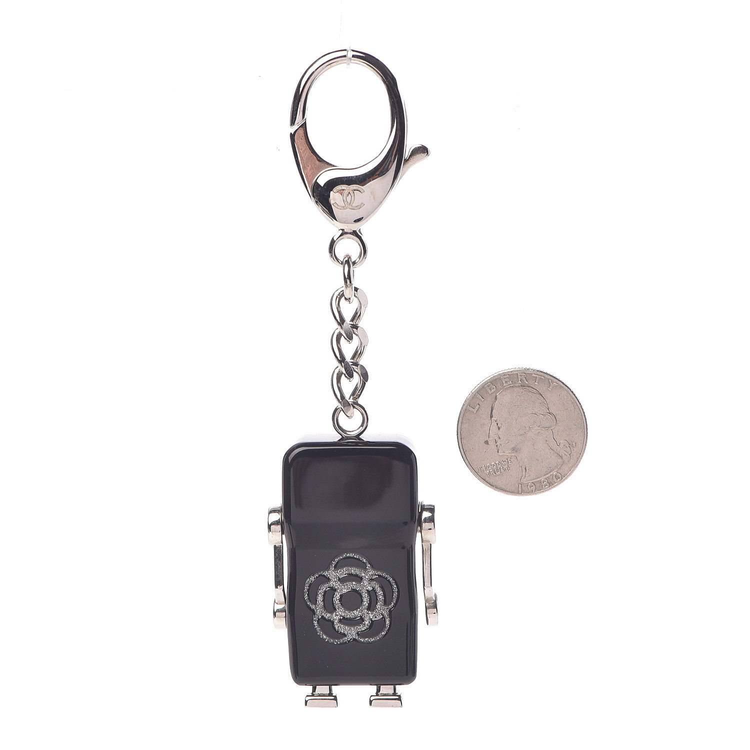 CHANEL Resin Crystal CC Robot Bag Charm Black 468283