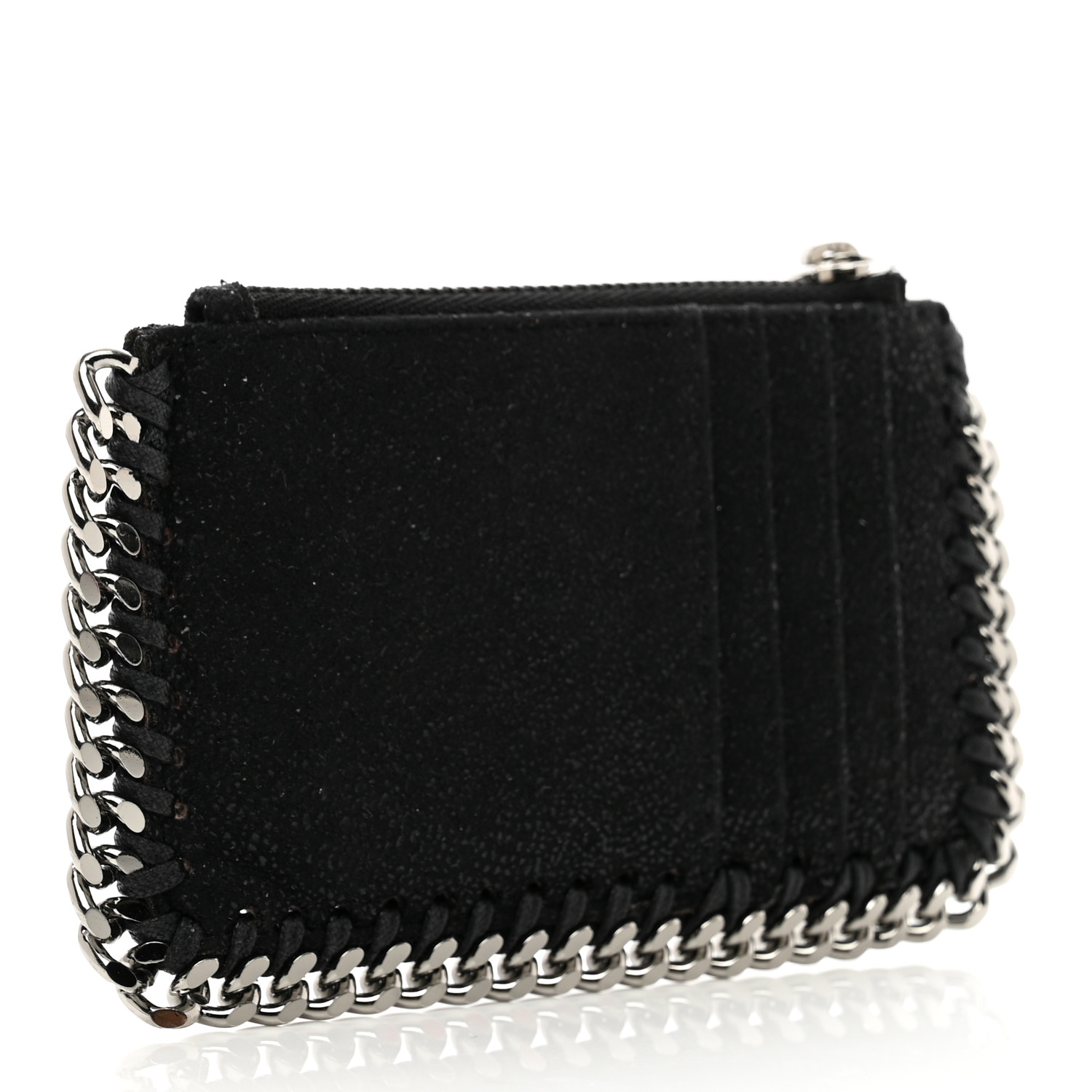 STELLA MCCARTNEY Shaggy Deer Falabella Zip Card Holder Black