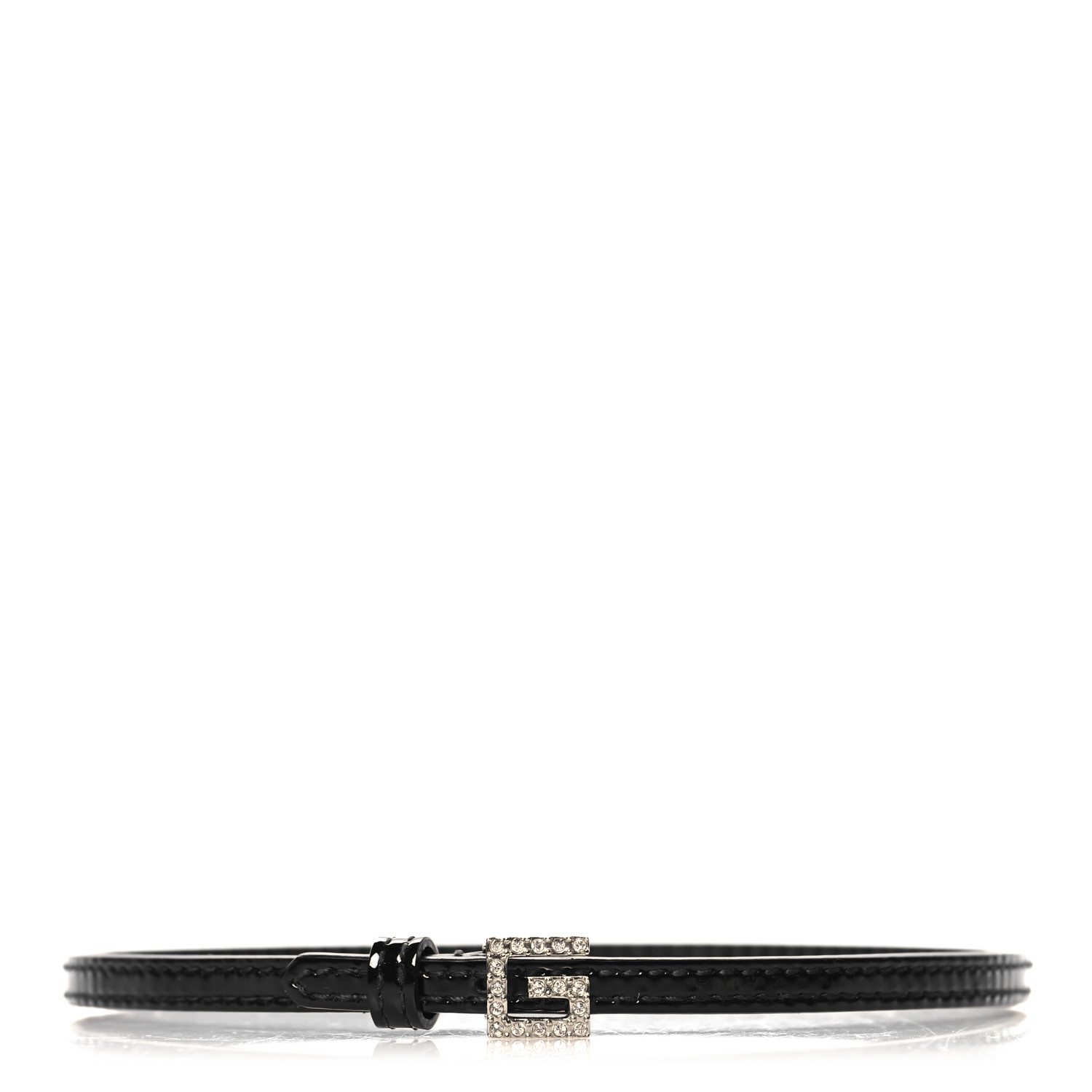 GUCCI Patent Crystal G Buckle Choker Black 1667352