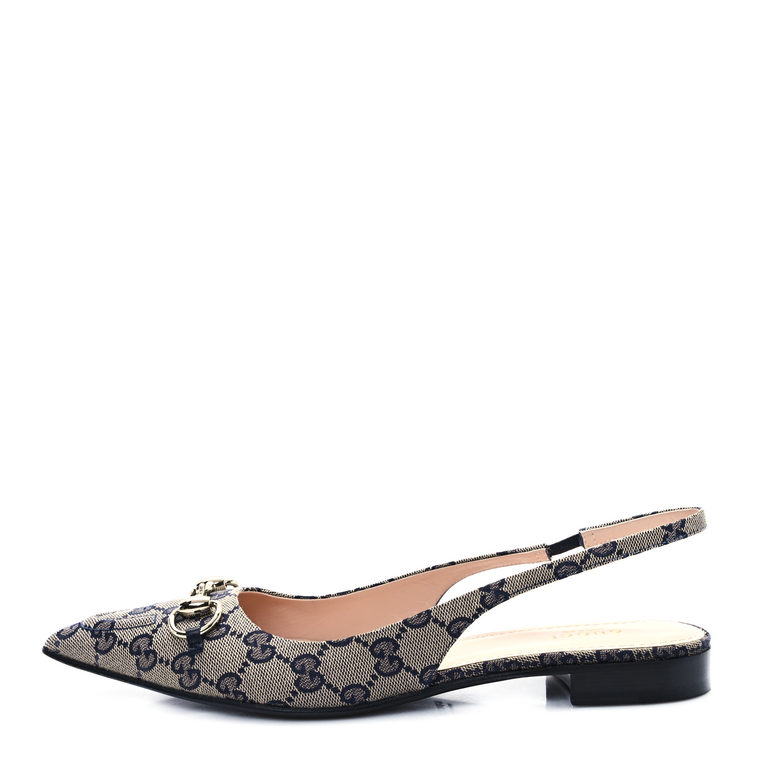 GUCCI モノグラム　ミュール　35C GUCCI Monogram Horsebit Womens Slingback Ballet Flat 39