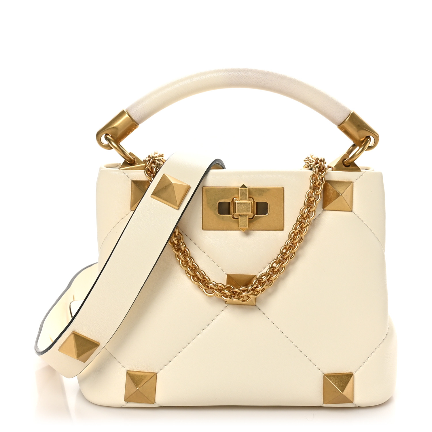 【VALENTINO】ROMAN STUD SMALL BAG Valentino Garavani SMALL ROMAN STUD THE HANDLE BAG IN BLACK