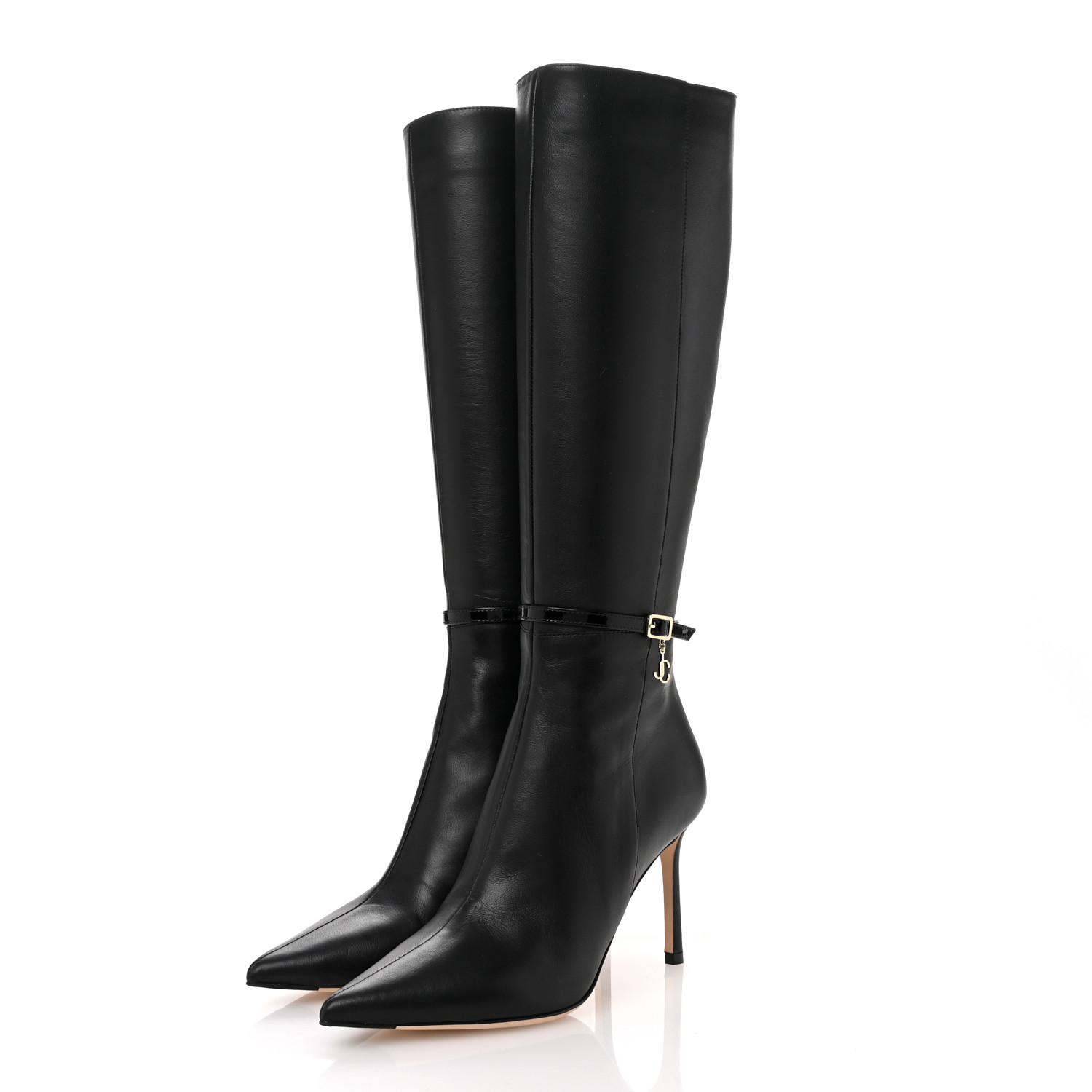 JIMMY CHOO Calfskin Leni KB 85 Knee High Boots 38 Black