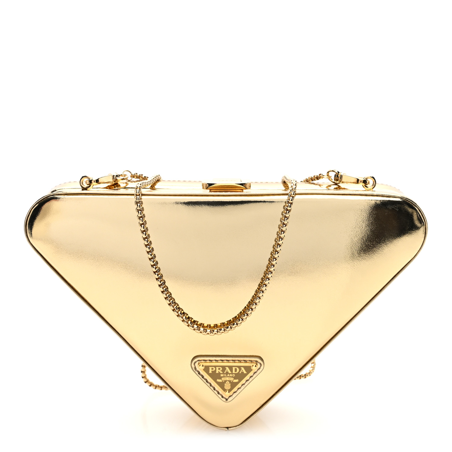 【PRADA】TRIANGLE CLUTCH Prada Triangle Clutch Bag Cosmetic Pouch Pink & Black New