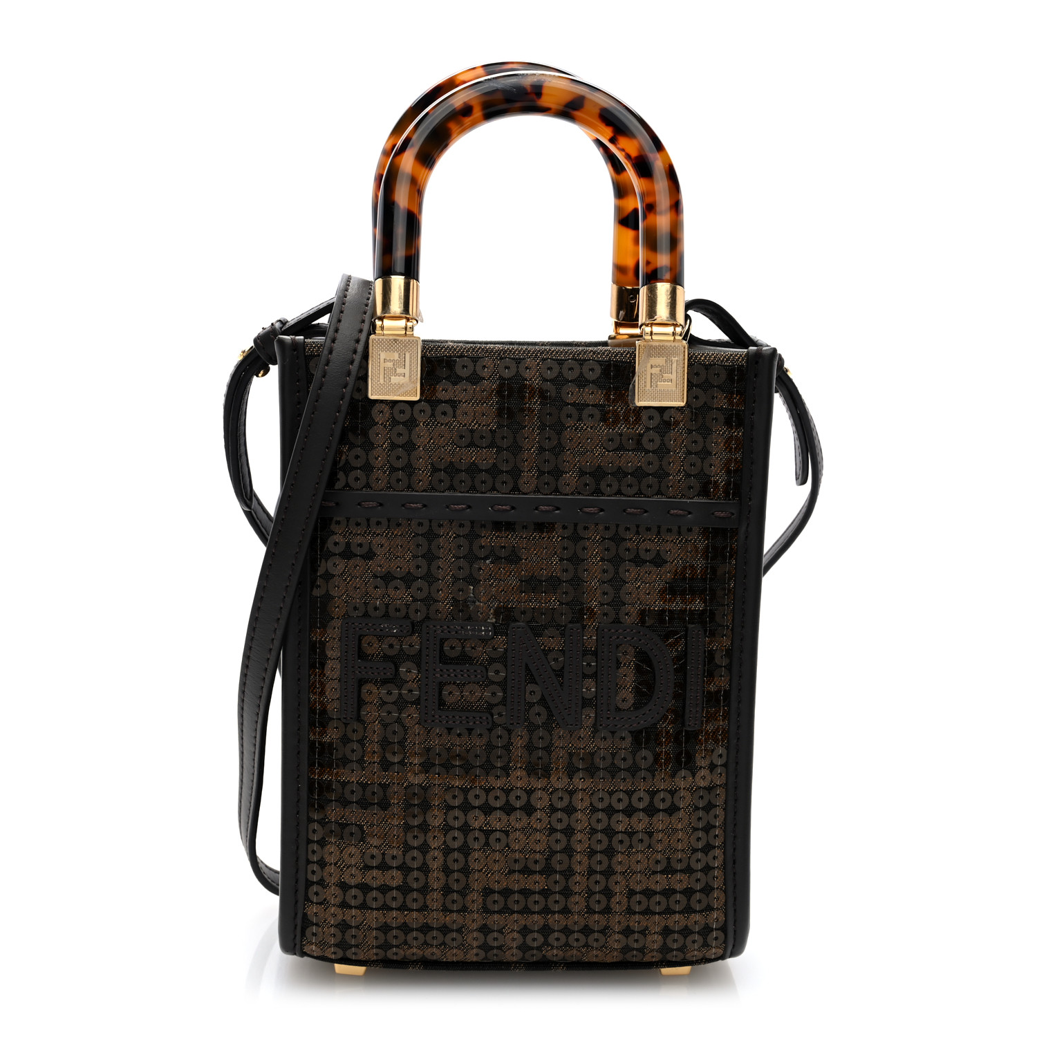 FENDI Fabric Jacquard Paillettes Vitello Seta Plexiglass FF