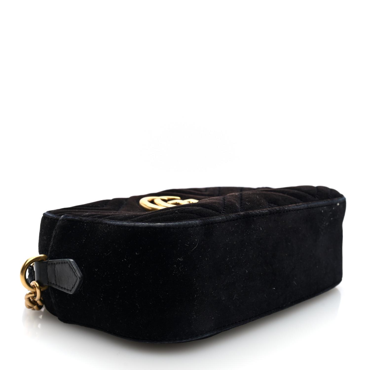 【GUCCI】Marmont 2 Velvet Chain Mini Shoulder Bag BLACK GUCCI Velvet Matelasse Small GG Marmont Chain Shoulder Bag