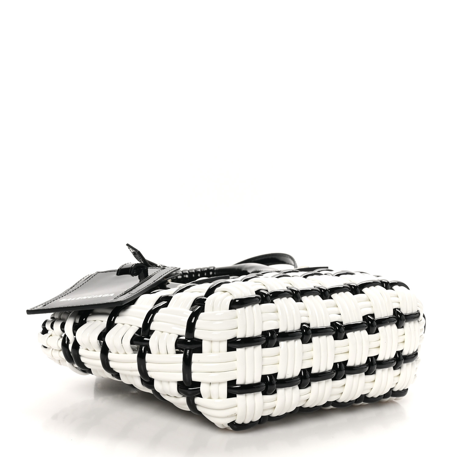 BALENCIAGA Faux Calfskin XXS Bistro Basket Black White