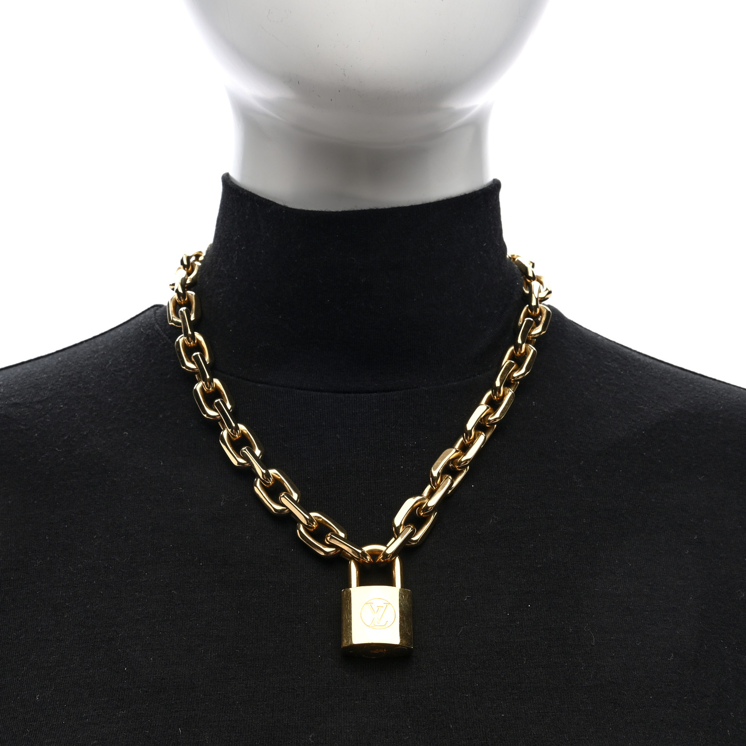 LOUIS VUITTON LV Edge Necklace Cadenas Gold 1639039