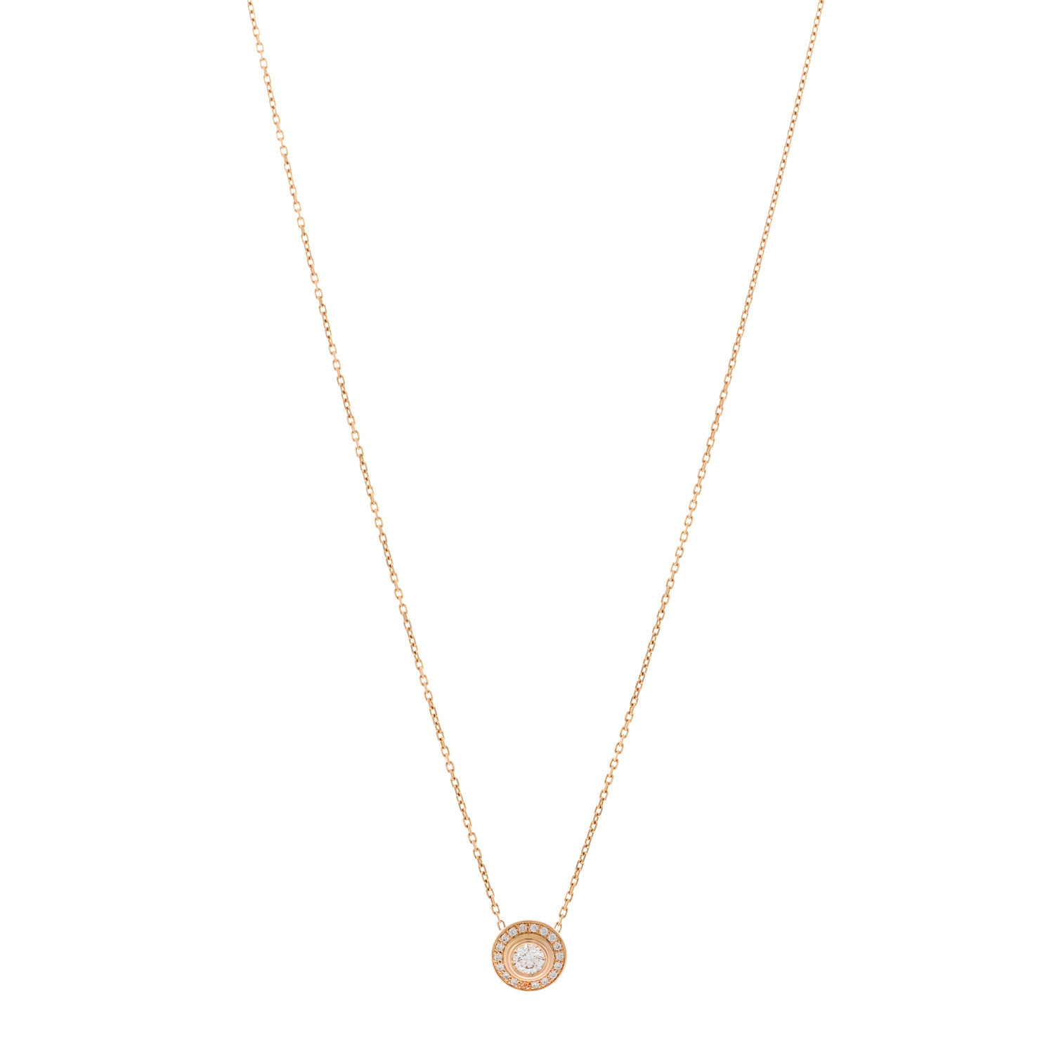 CARTIER 18K Pink Gold Diamond .18ct D'Amour Pave Necklace