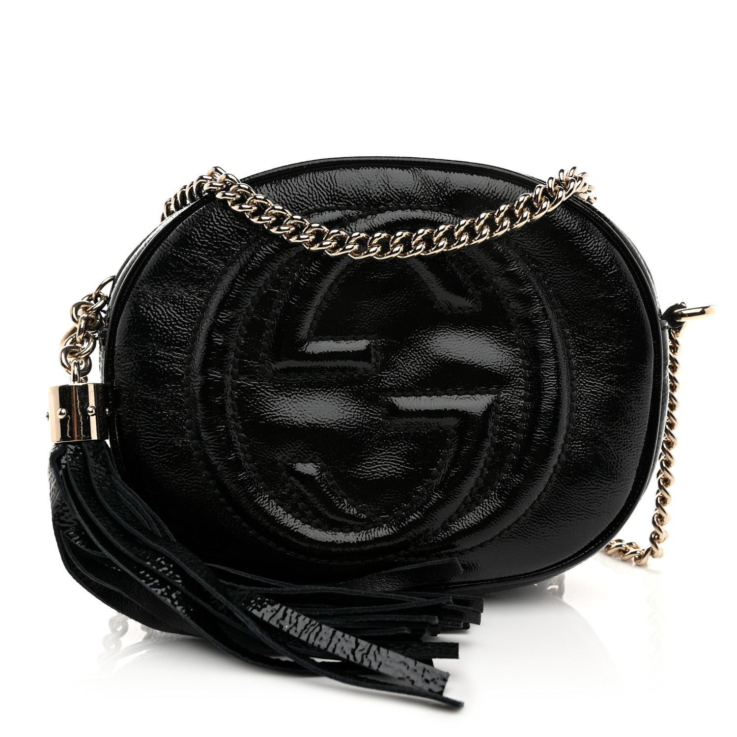 GUCCI Patent Mini Soho Chain Bag Black 1672888 | FASHIONPHILE