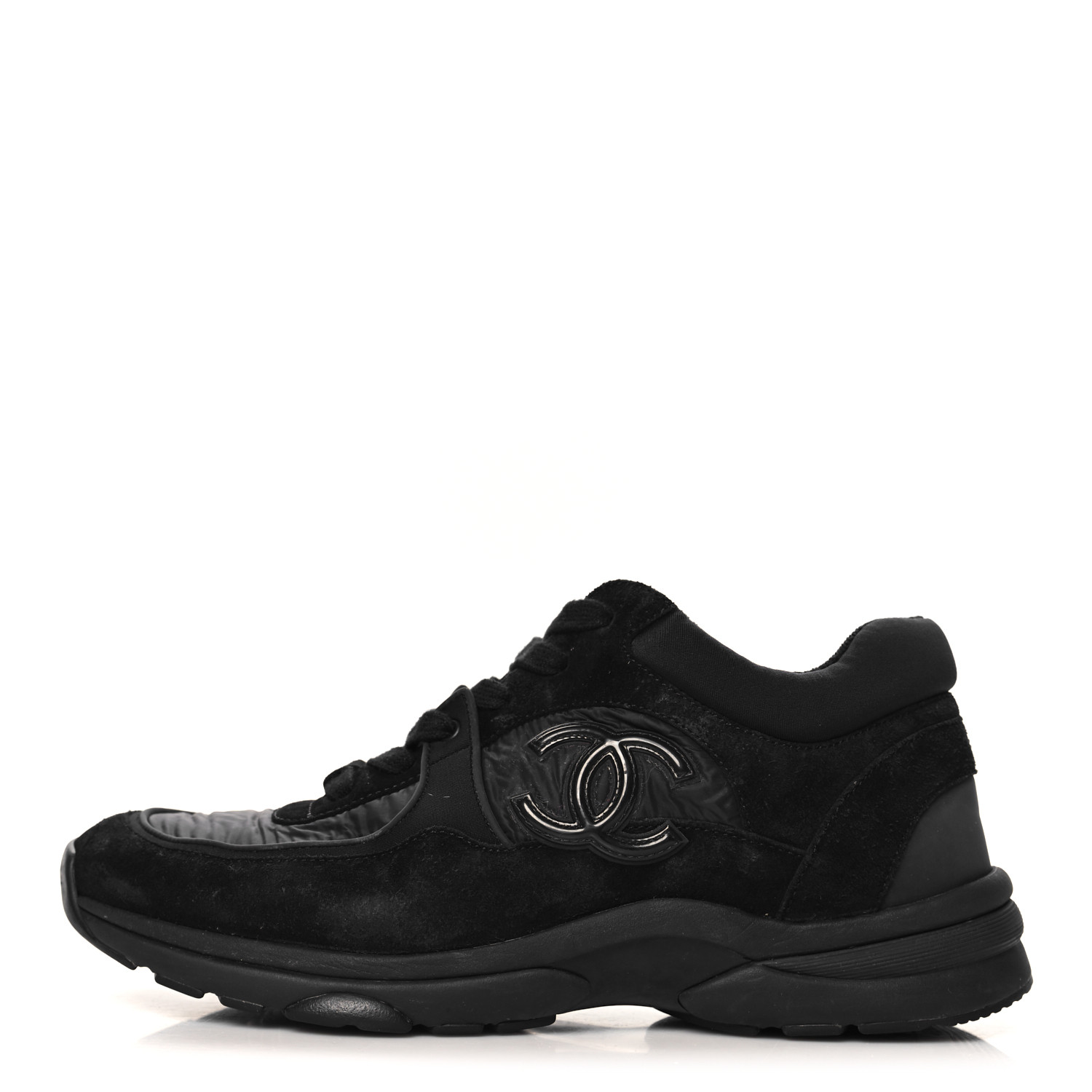 CHANEL ブラック スニーカー39 CHANEL Nylon Calfskin Suede CC Sneakers 39 Black 1670070