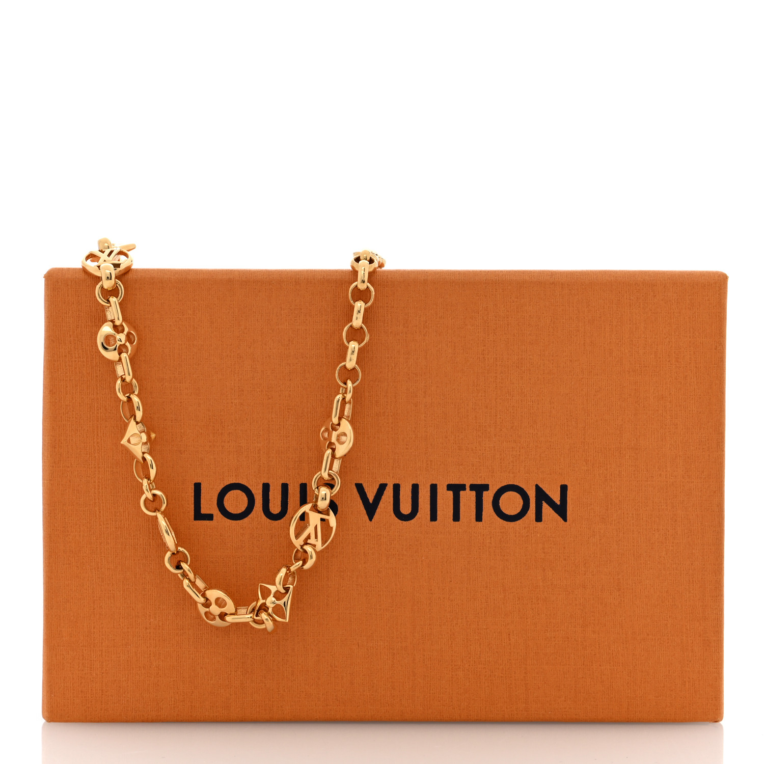 LOUIS VUITTON Metal Crazy in Lock Necklace Gold 1655896