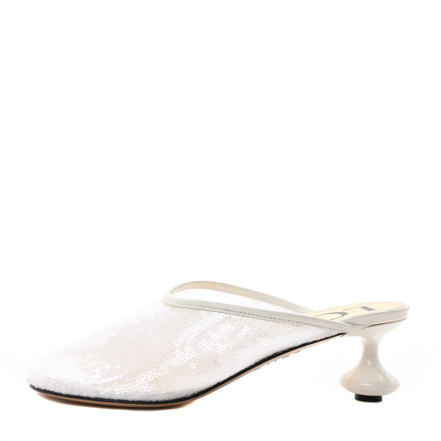 LOEWE Sequin Toy Mule Pumps 35 Transparent White 1665126