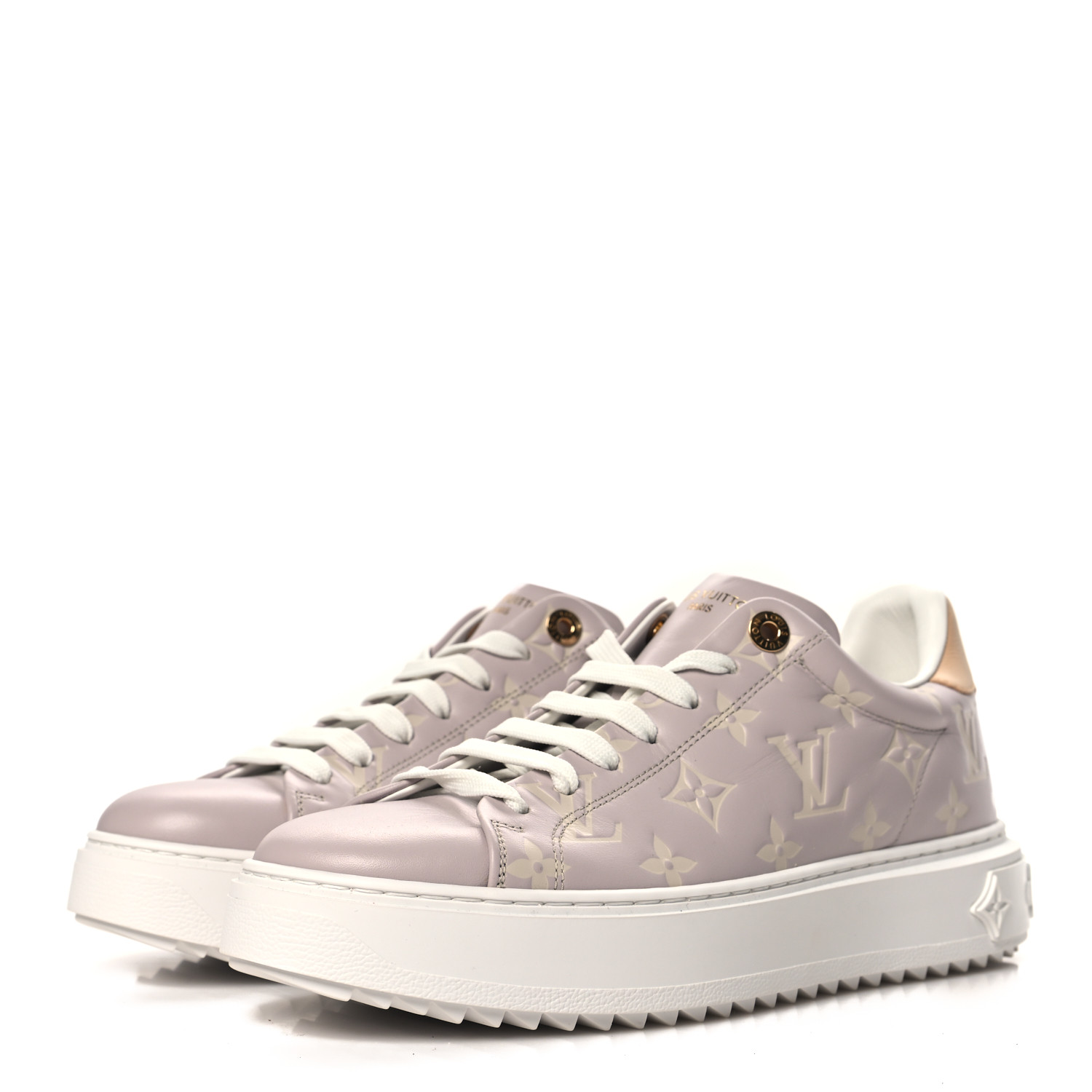 しいです╰(*´︶`*)╯LOUIS VUITTON LOUIS VUITTON Calfskin Debossed Monogram Time Out Sneaker