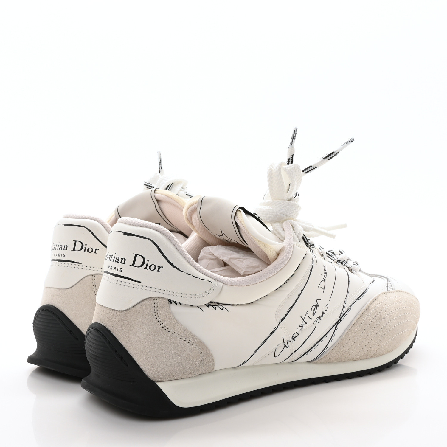 CHRISTIAN DIOR Calfskin Nylon Womens D-Sketch Sneakers 41