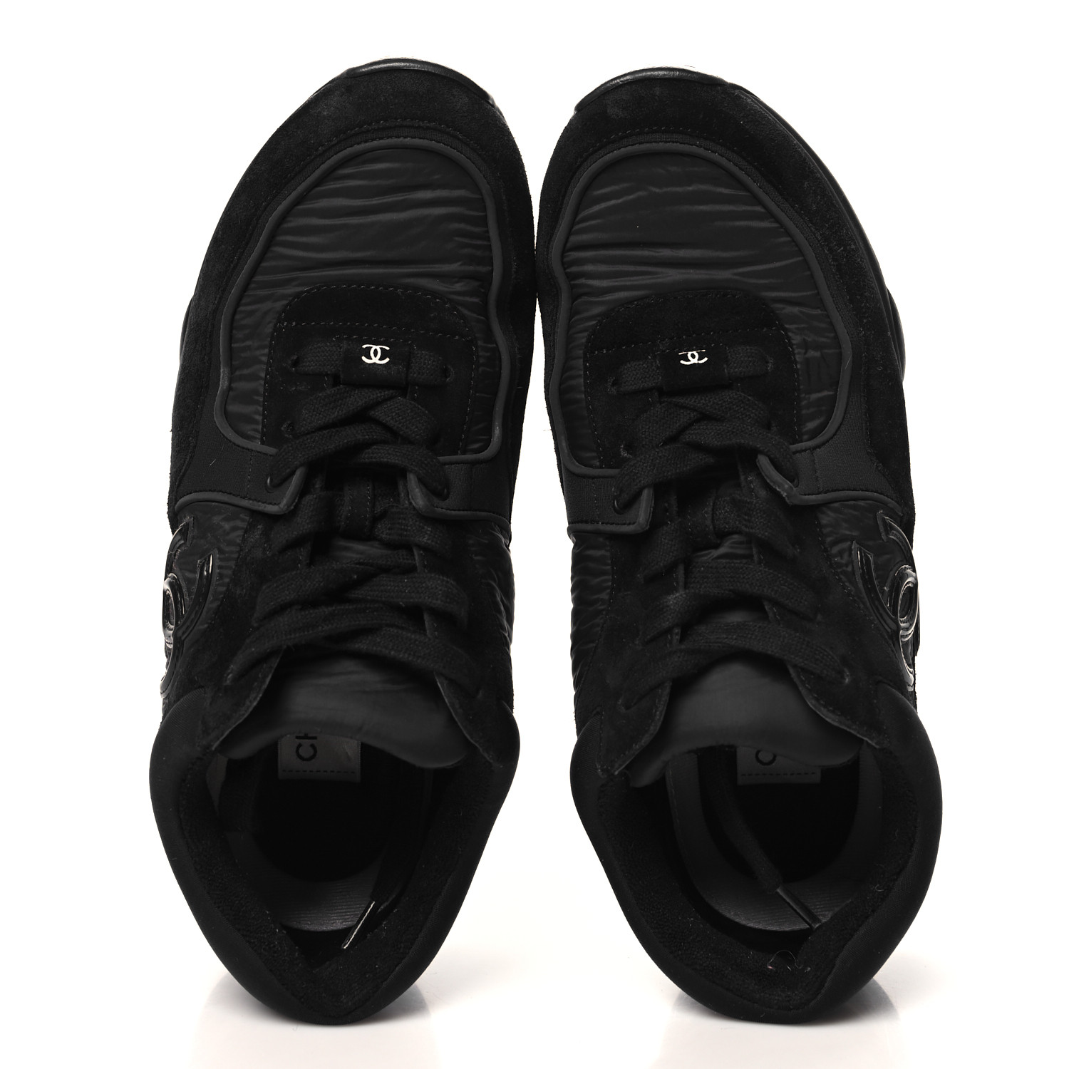 送料込◆入手困難品♪【CHANEL】スニーカー Calfskin & Black CHANEL Nylon Calfskin Suede CC Sneakers 39 Black 1670070