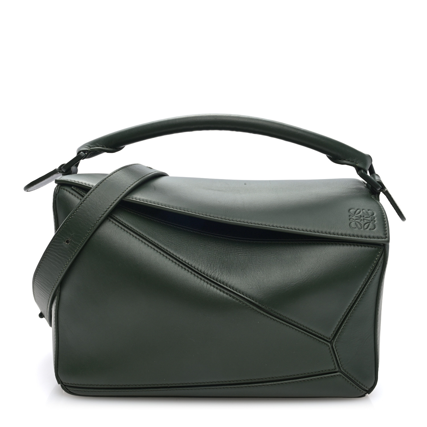 Satin Calf ☆LOEWE☆ MINI PUZZLE 2wayバッグ VINTAGE KHAKI♪ LOEWE Satin Calfskin Mini Puzzle Bag Vintage Khaki 1298676