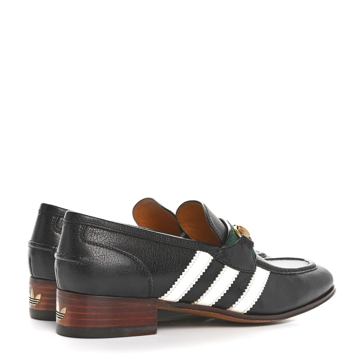 GUCCI X ADIDAS Goatskin Web Womens Horsebit Loafers 36.5