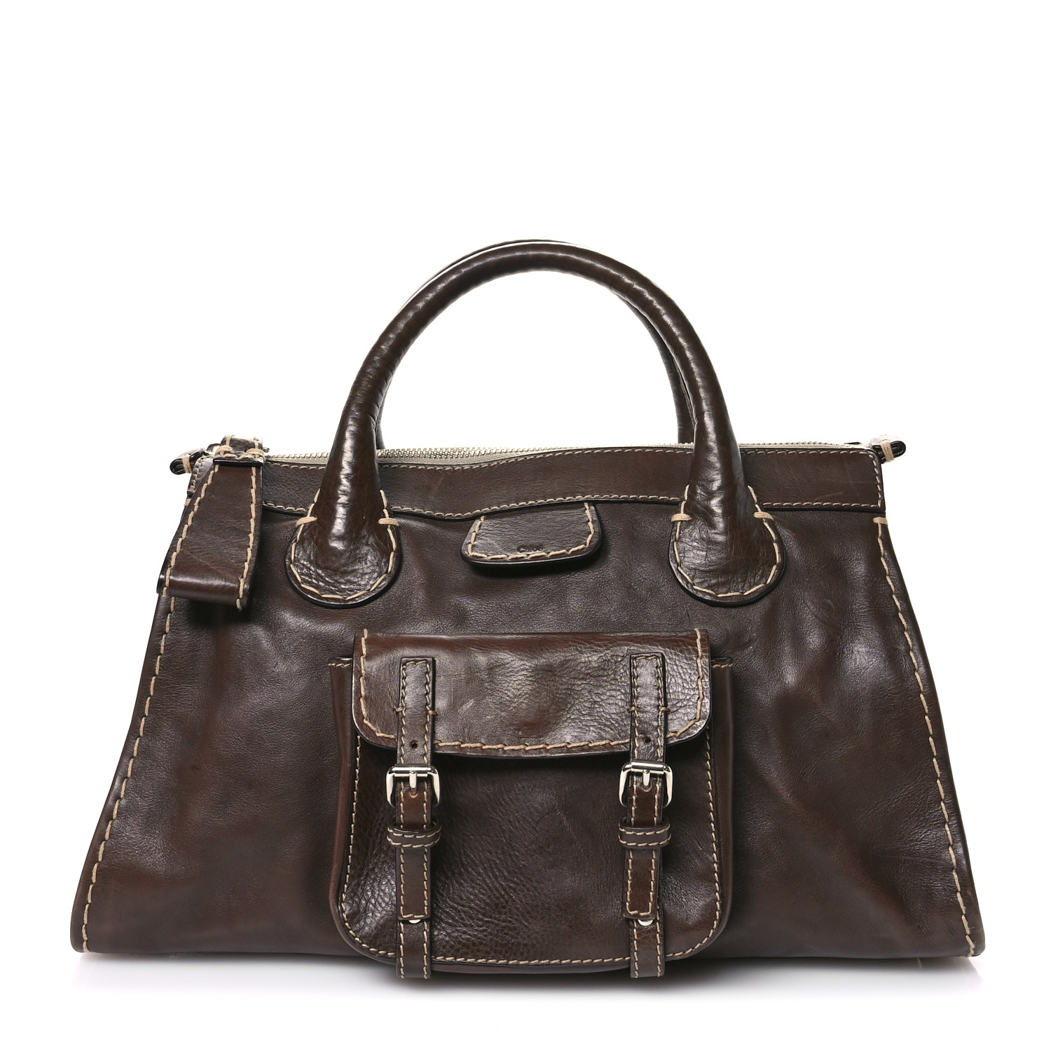 Vintage Chloé Edith stitch pocket Bag CHLOE Double Pocket Edith Contrast Stitch Bowler Satchel Bag