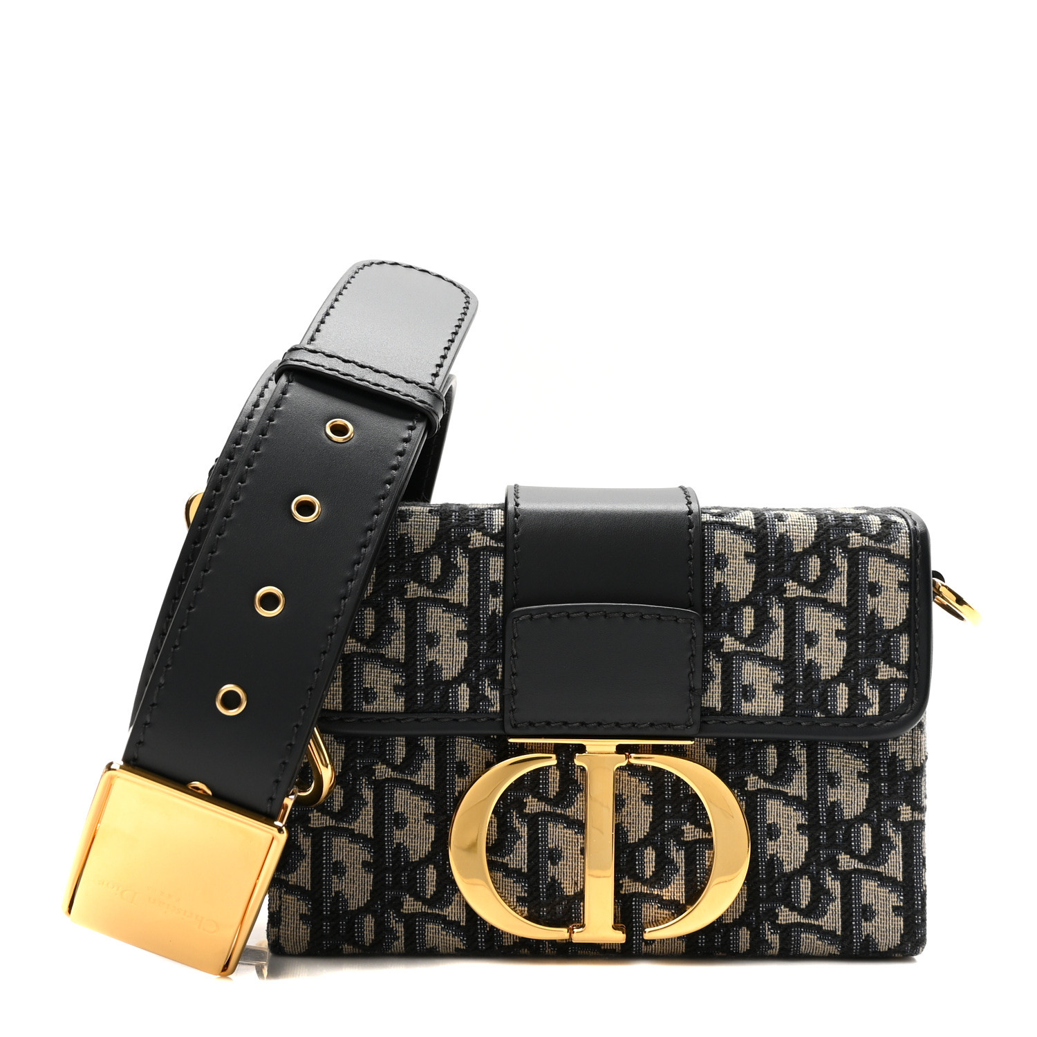CHRISTIAN DIOR Oblique 30 Montaigne Box Bag Blue 1624517