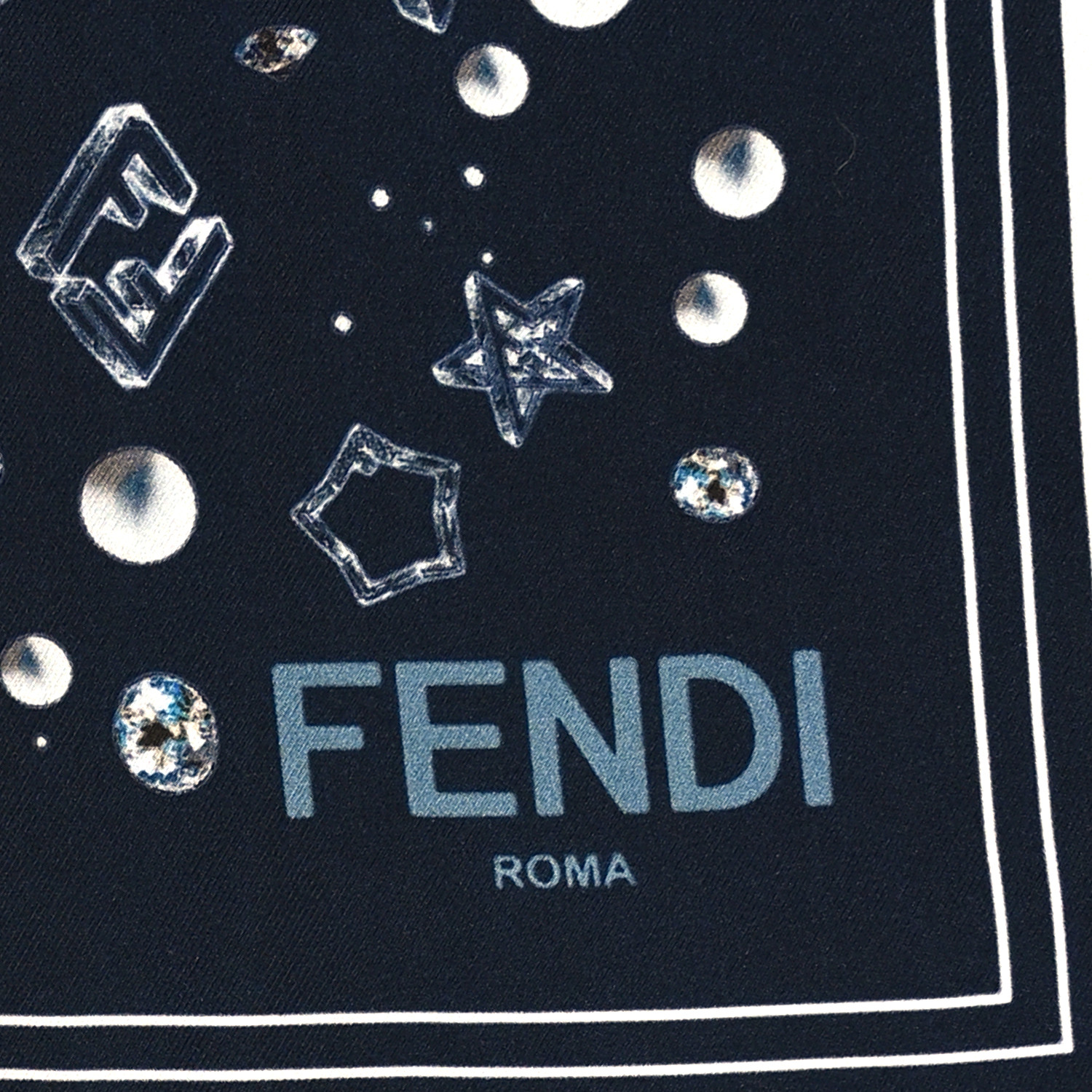 FENDI Silk Foulard Starry Sky Square Scarf Blue 1614451