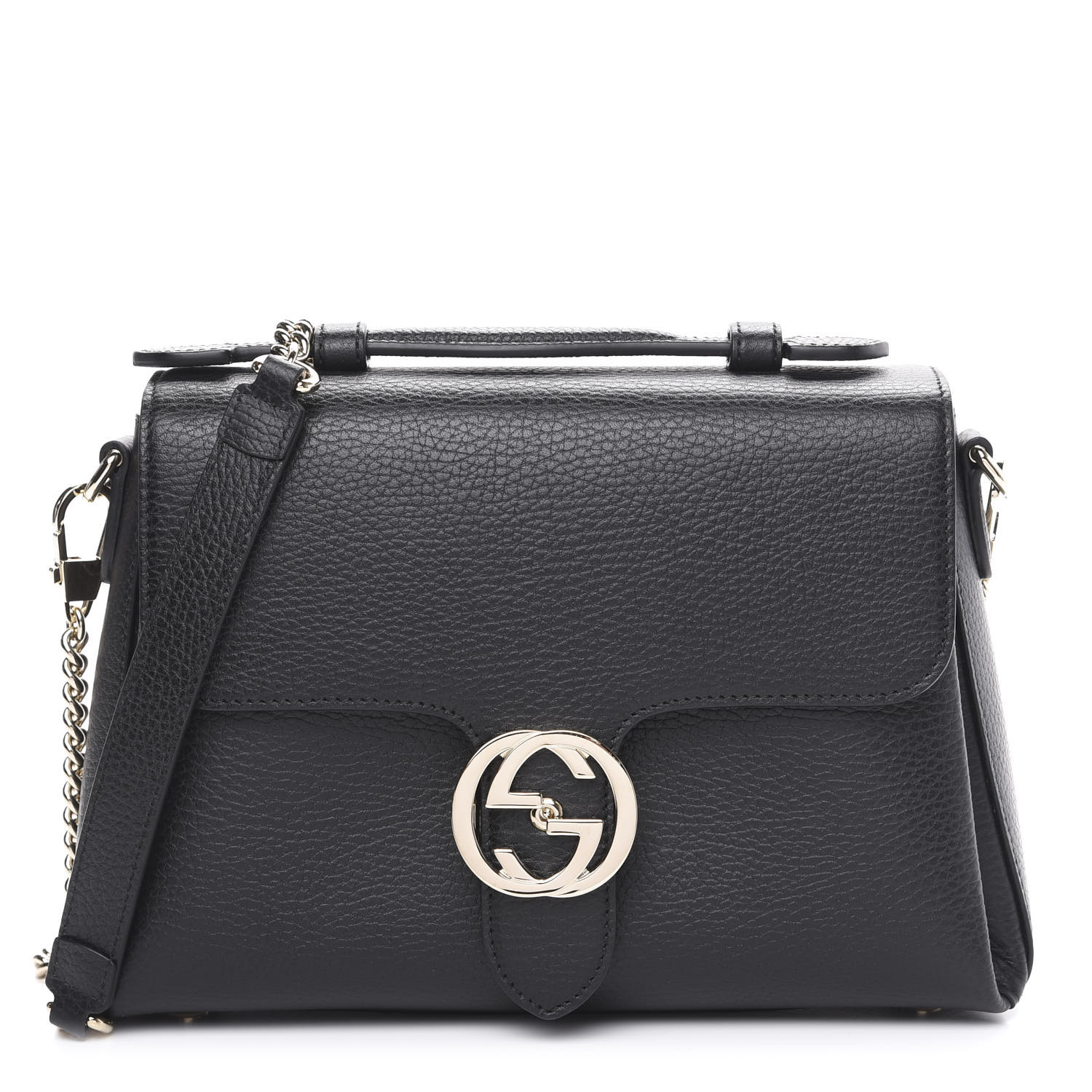 GUCCI Dollar Calfskin Interlocking G Top Handle Shoulder Bag