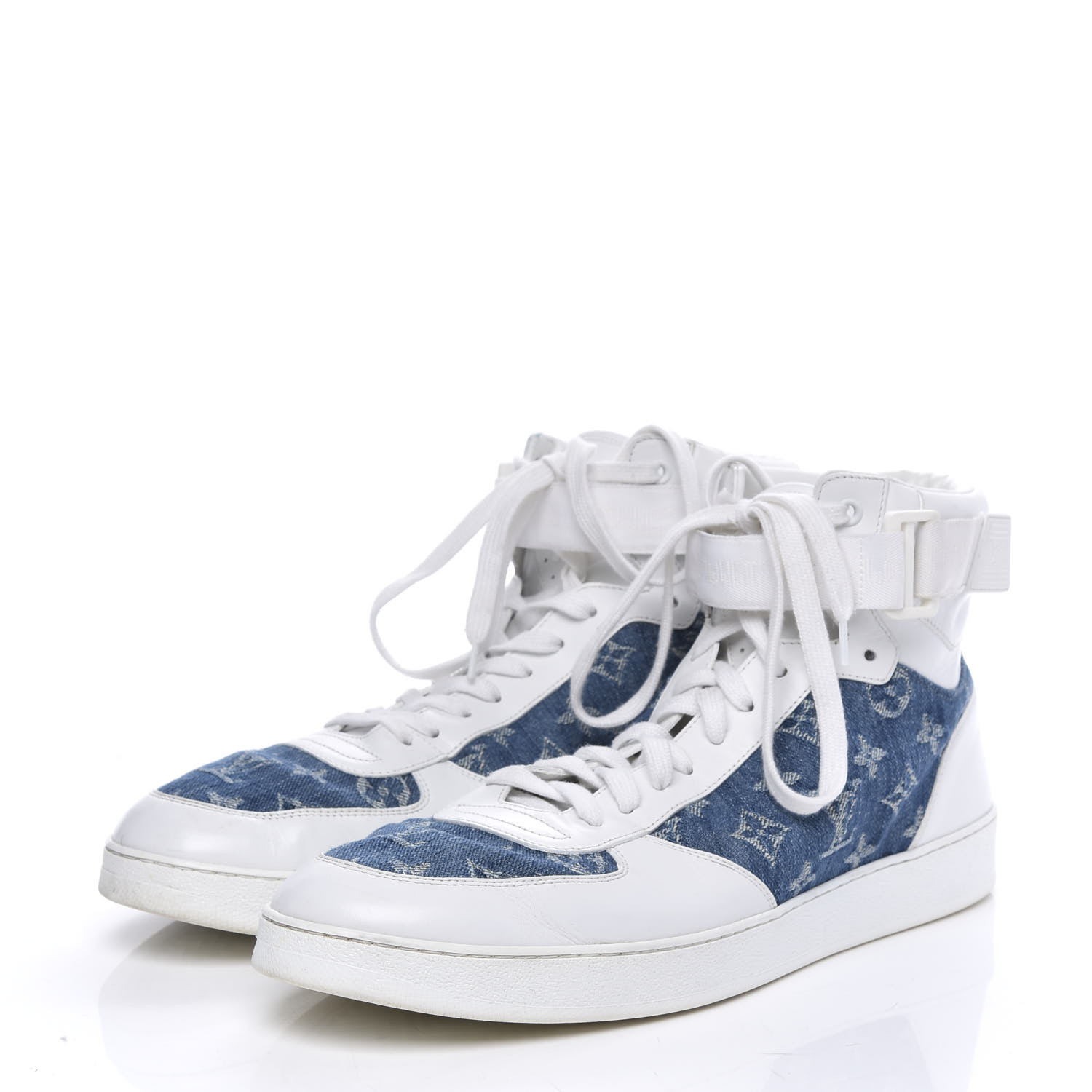 ラプンツェル✨♡LOUIS VUITTON トップス ブルー XL LOUIS VUITTON Calfskin Monogram Denim Rivoli High Top