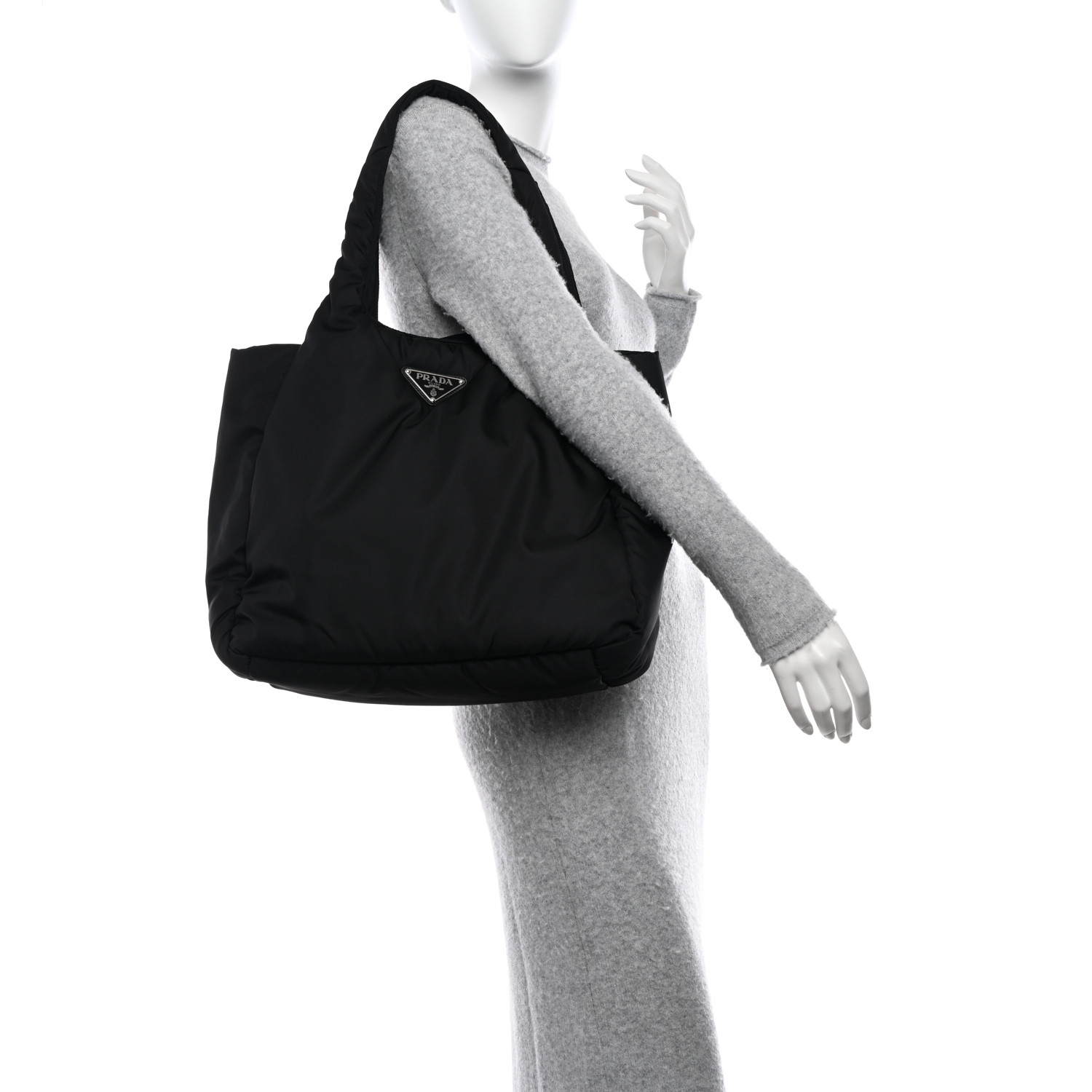 PRADA Re-Nylon Padded Large Tote Black 1482591 | FASHIONPHILE