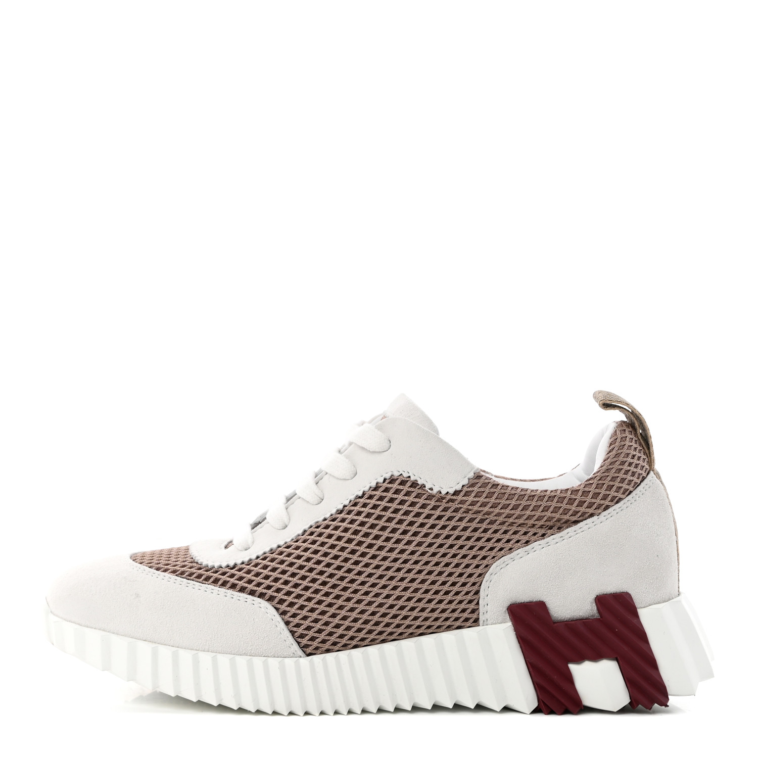 HERMES Air Mesh Suede Goatskin Bouncing Sneakers 36 Beige