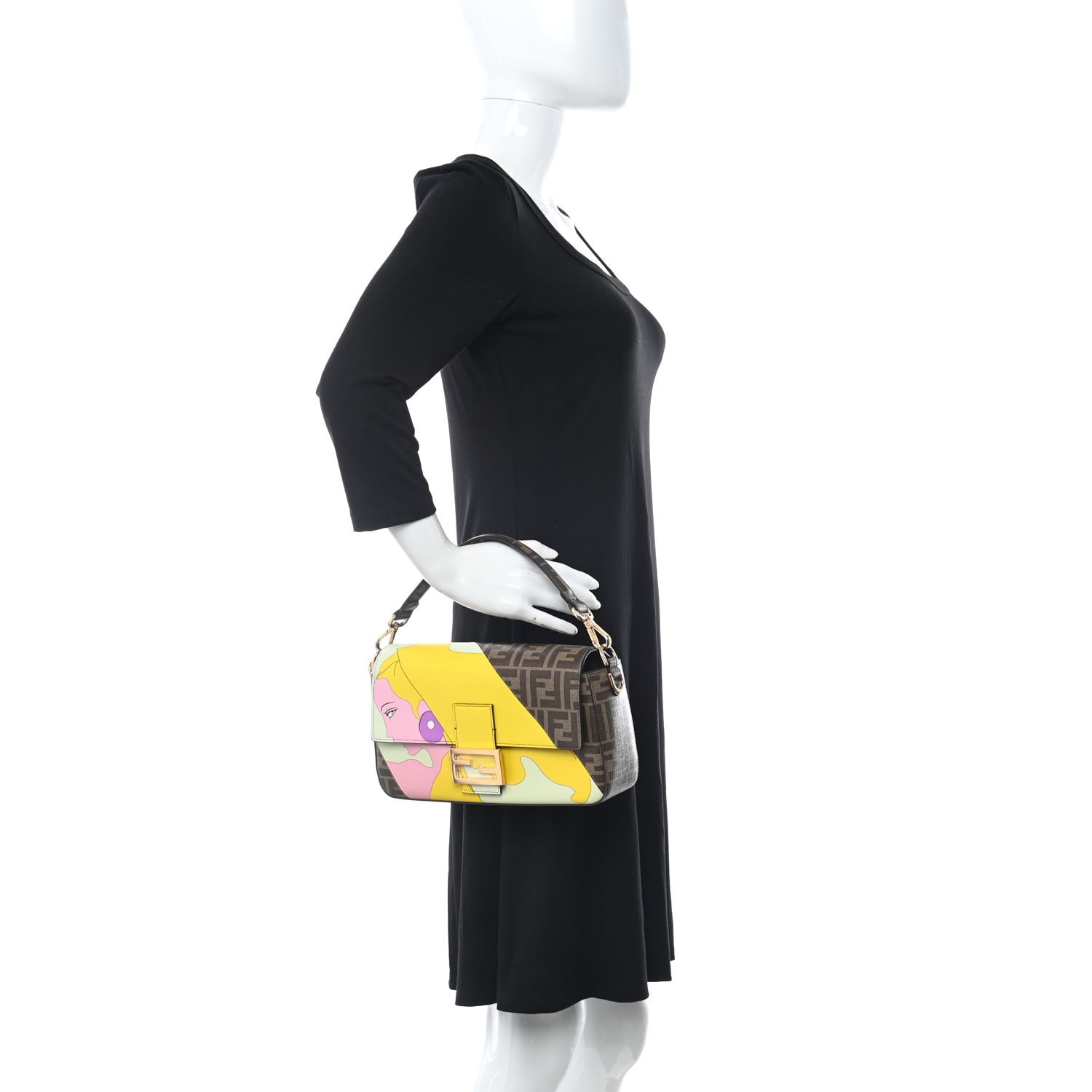 FENDI Glazed Fabric FF 1974 Hairdo Girls Inlay Baguette