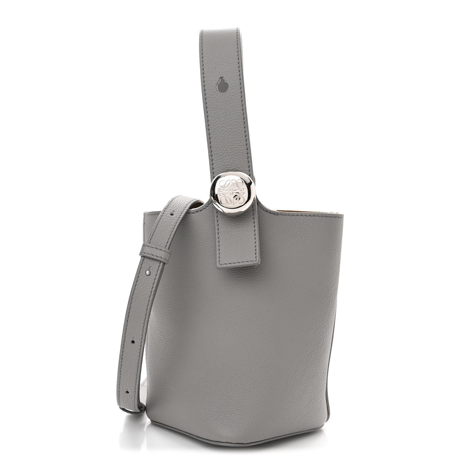 LOEWE Soft Grained Calfskin Mini Pebble Bucket Bag Pearl