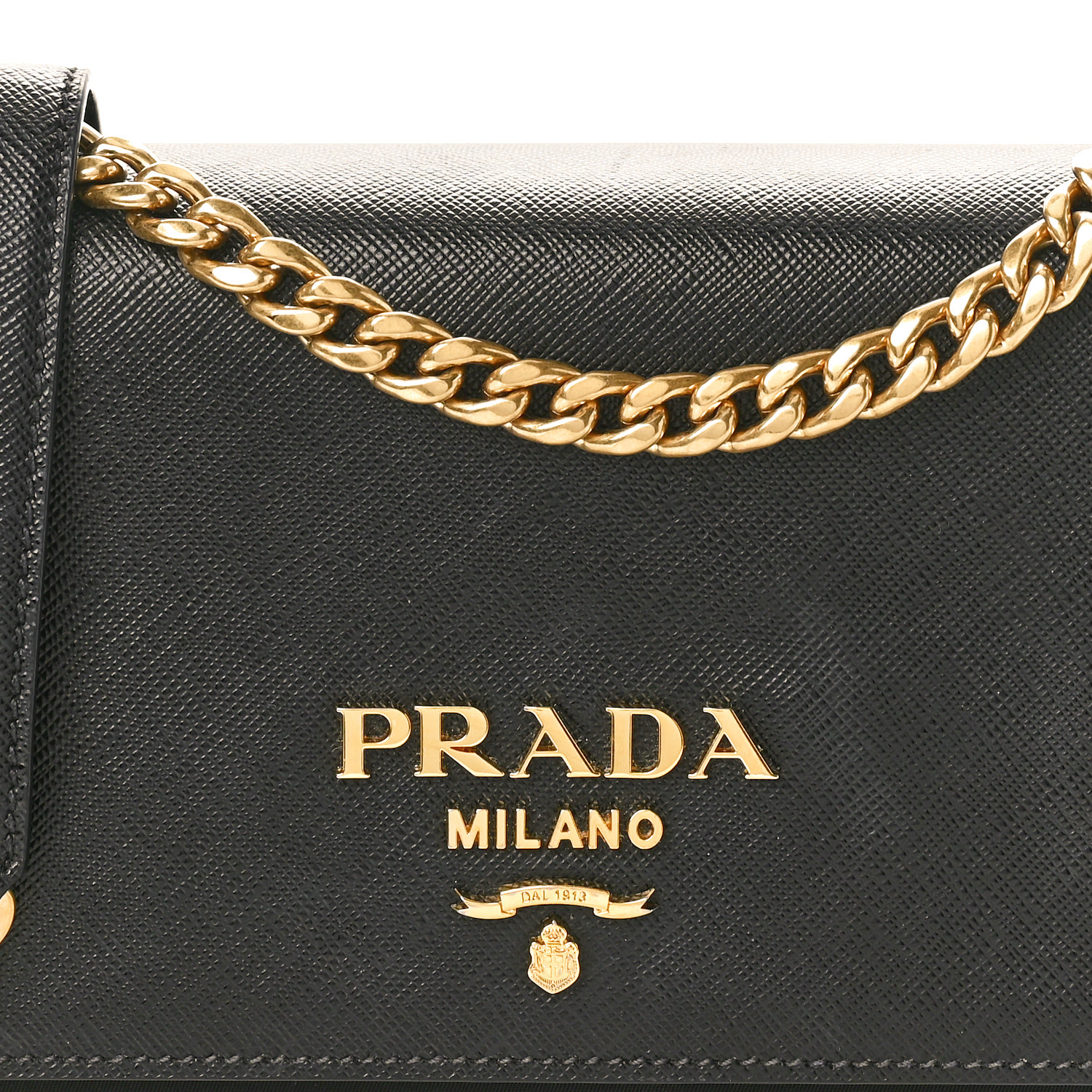★PRADA★ 24SS Gold Logo Saffiano Chain Shoulder Bag 1BD009 PRADA Saffiano Soft Calfskin Metal Triangle Logo Envelope