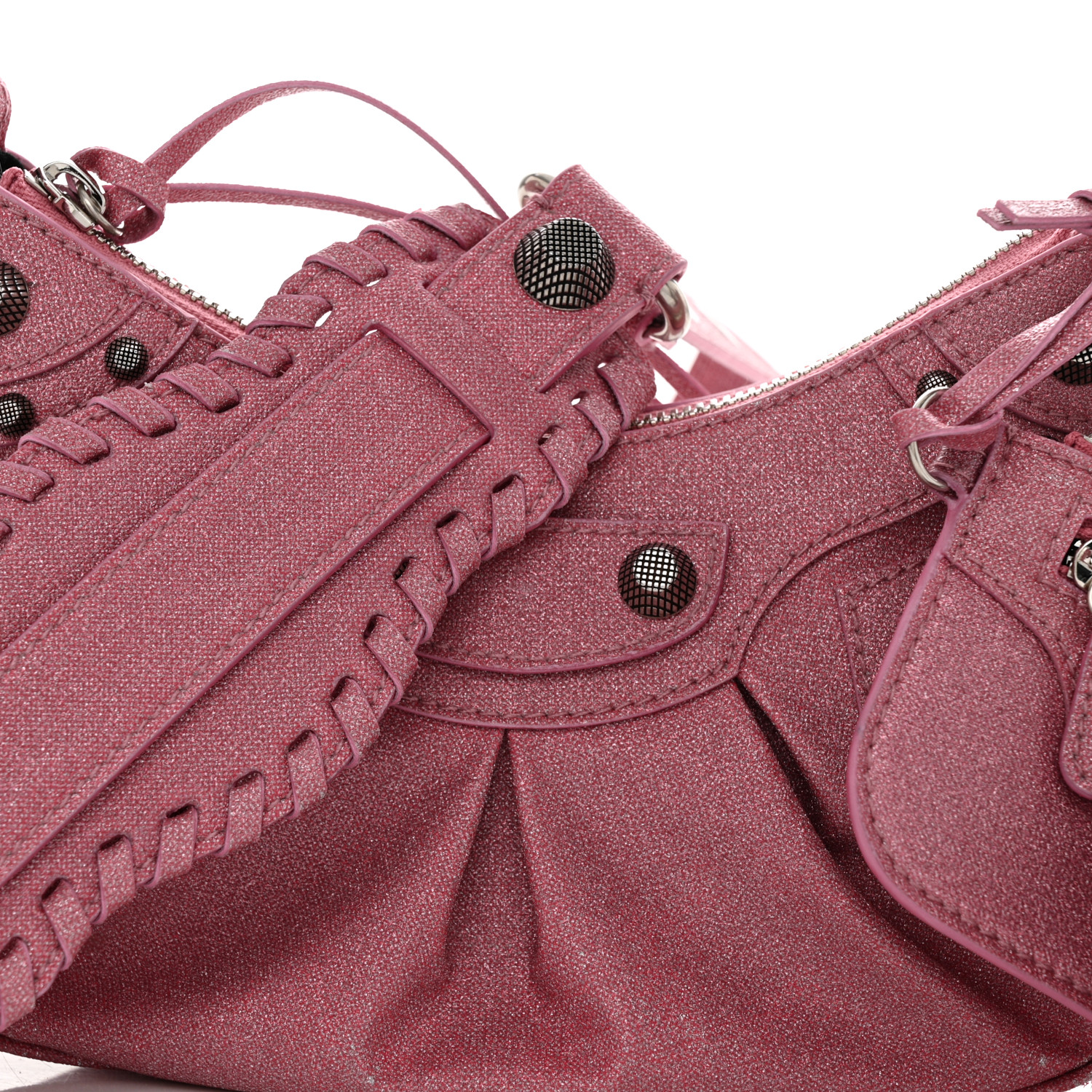 BALENCIAGA Sparkling Fabric Le Cagole Shoulder Bag XS Sweet
