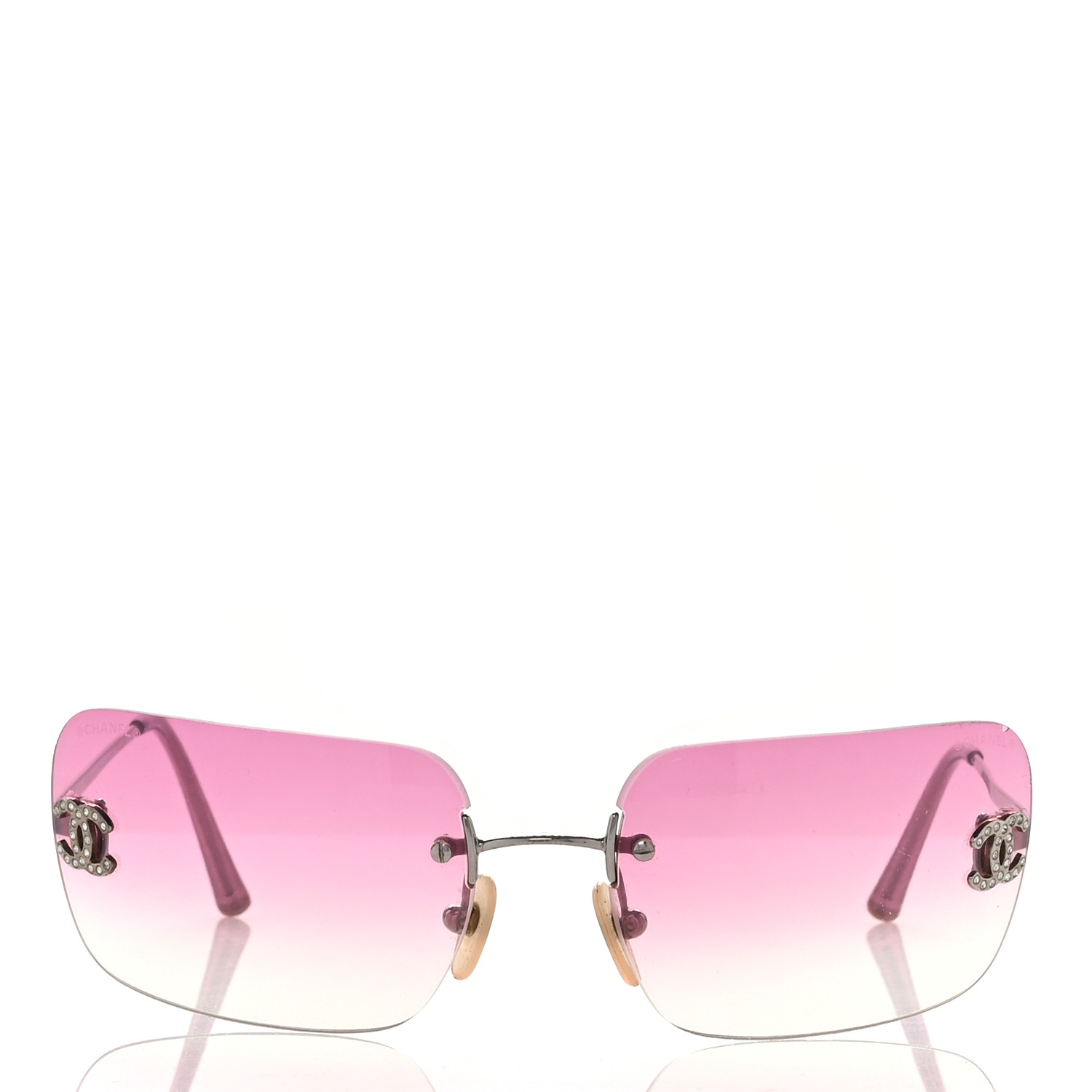 CHANＥL3447A.c1732/53口14/140 CHANEL Metal Crystal CC Logo Sunglasses 4017-D Pink 1522579