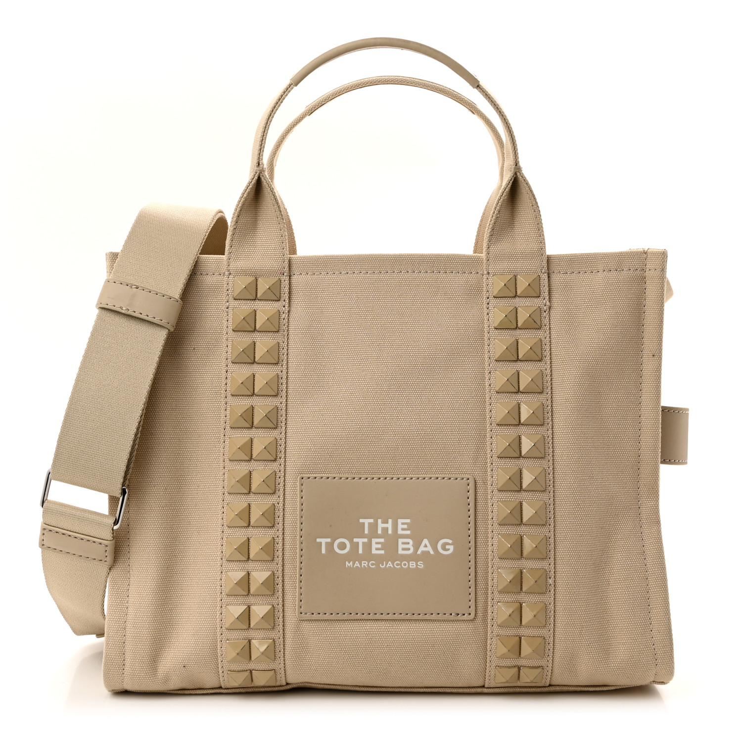 MARC JACOBS Cotton Canvas Medium The Stud Tote Bag Beige