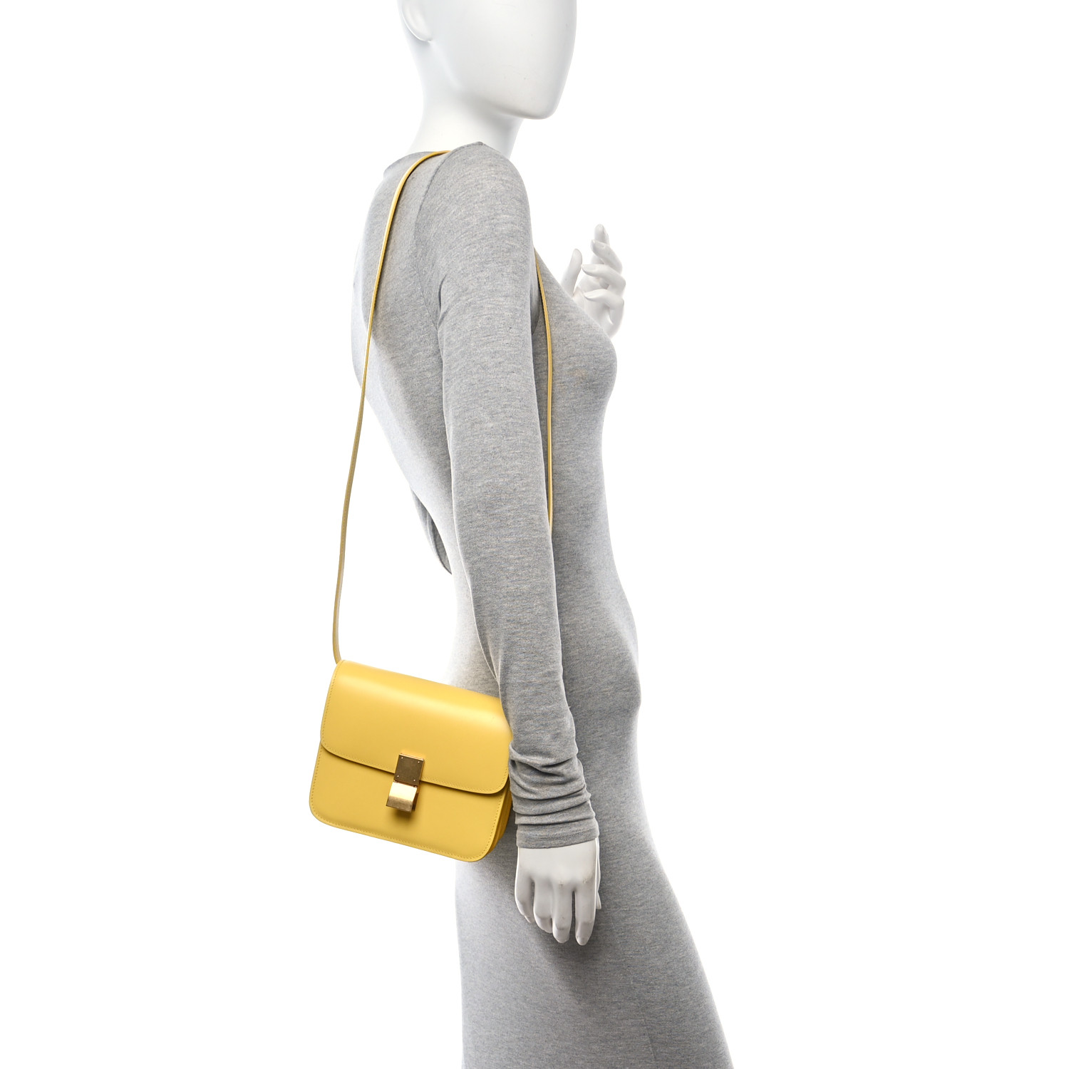 CELINE Box Calfskin Teen Classic Box Flap Bag Yellow 1577291