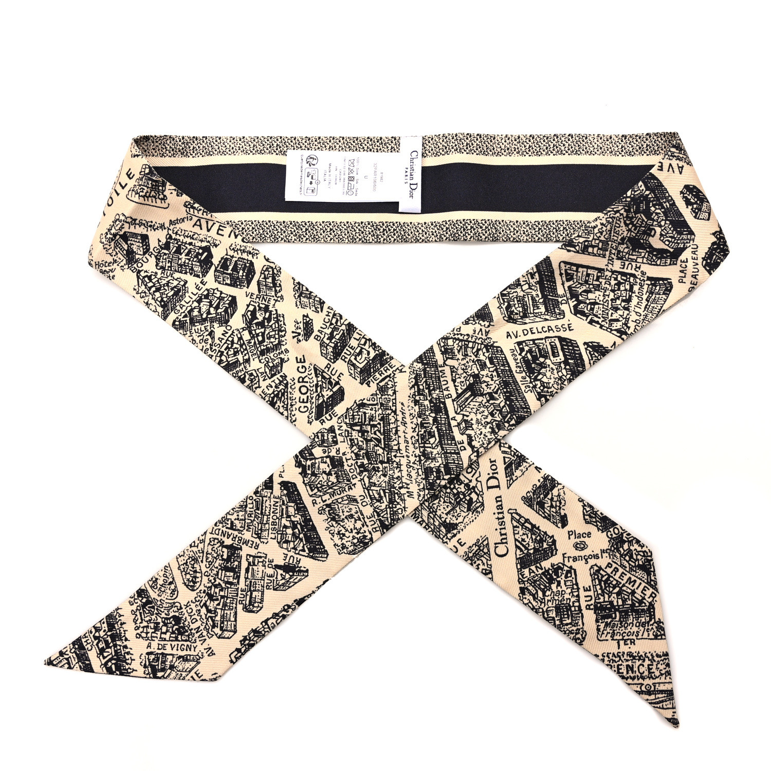 【無料郵送/関税込/正規品】 (W) Dior Plan De Paris Mitzah Sca Plan de Paris Mitzah Scarf White and Black Silk Twill | DIOR