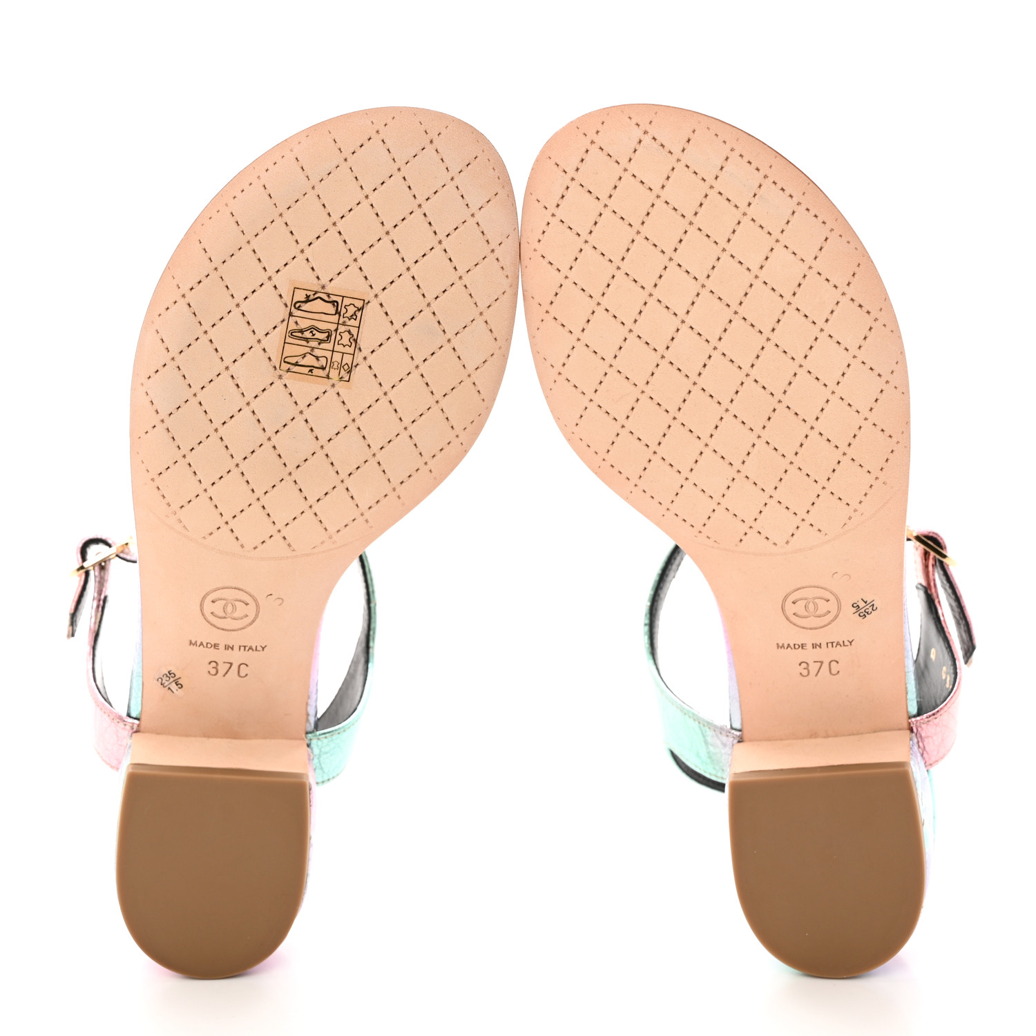 CHANEL Goatskin Fantasy CC Pearl Thong Sandals 37 Multicolor