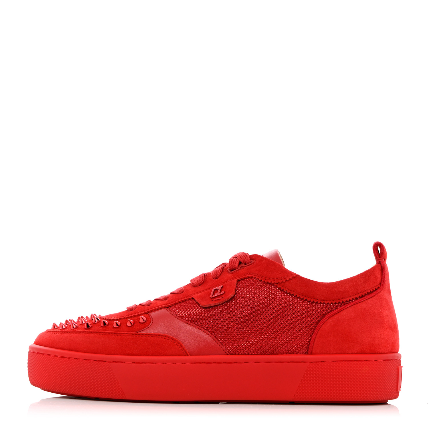 【Christian Louboutin】 Happyrui suede-trimmed sneakers Happyrui suede-trimmed sneakers in black - Christian