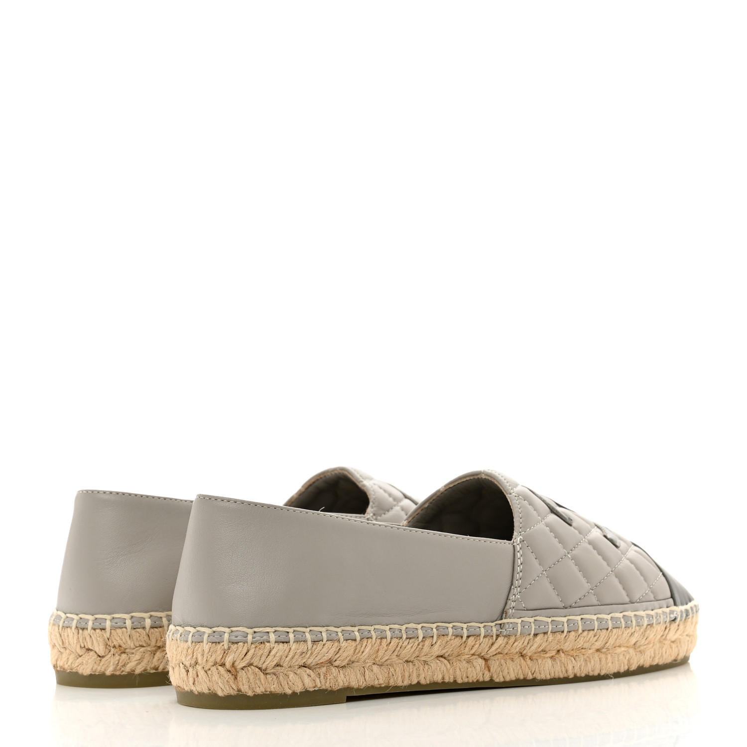 CHANEL Lambskin Quilted CC Espadrilles 40 Grey 1323297