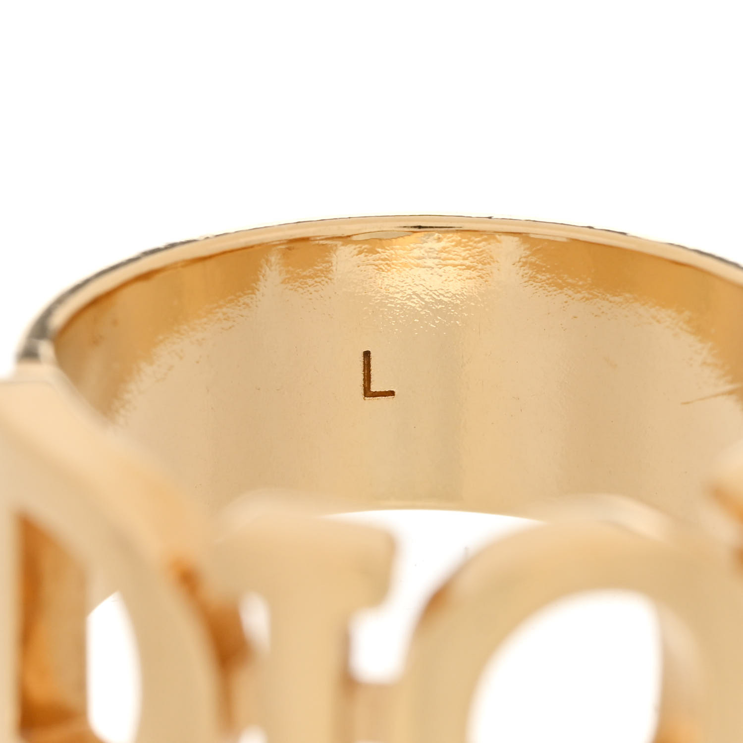 【Dior】gold-tone l halo logo ring【ランク:A】 CHRISTIAN DIOR Metal Logo Ring L 53 6.25 Gold 1459902