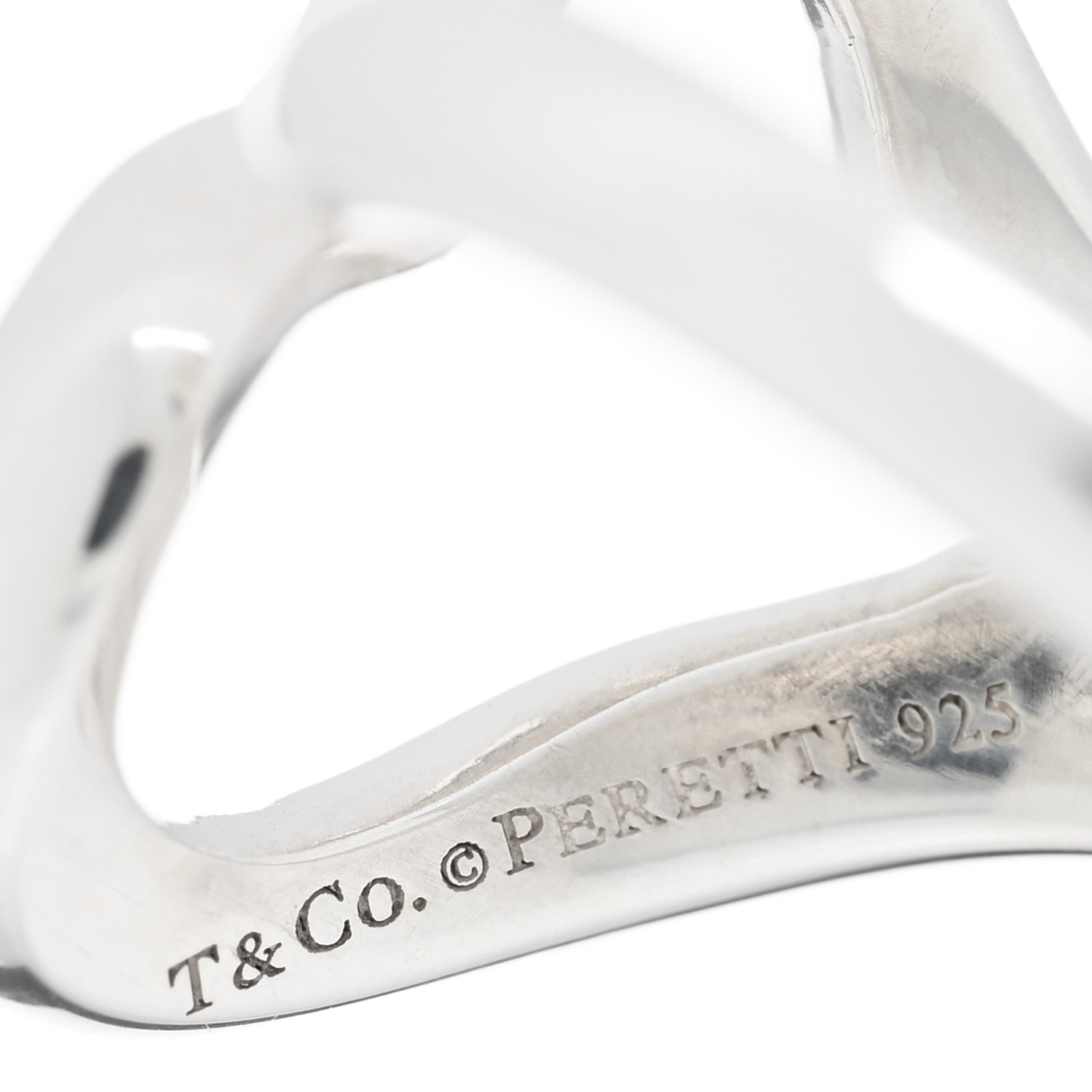 TIFFANY Sterling Silver Elsa Peretti Open Heart Ring 49 4.75